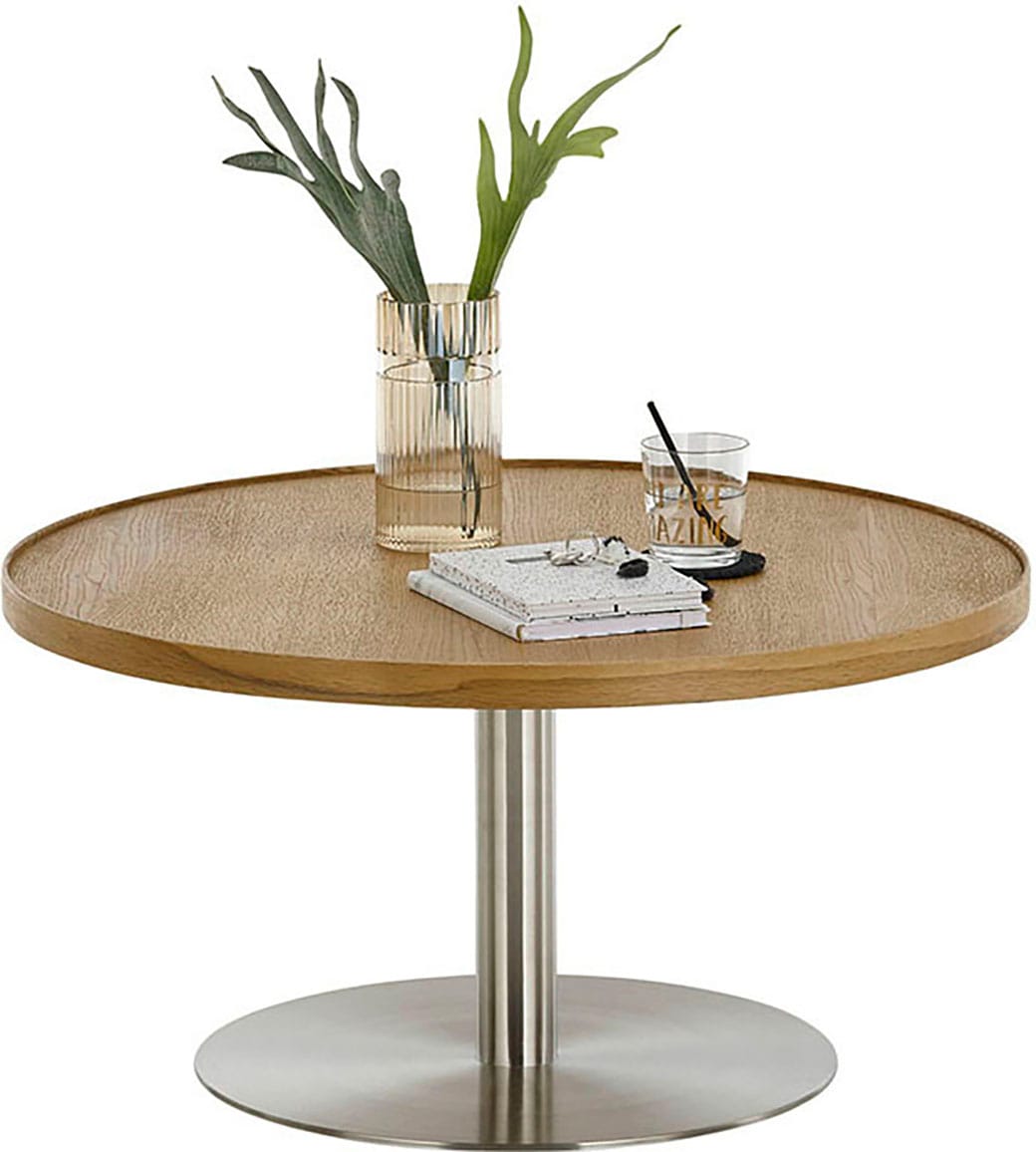 MCA furniture Couchtisch »MONTEVERDE«, Eiche furniert, Säule Ø 60 mm, Bodenplatte Ø 370 mm, belastbar 20 kg