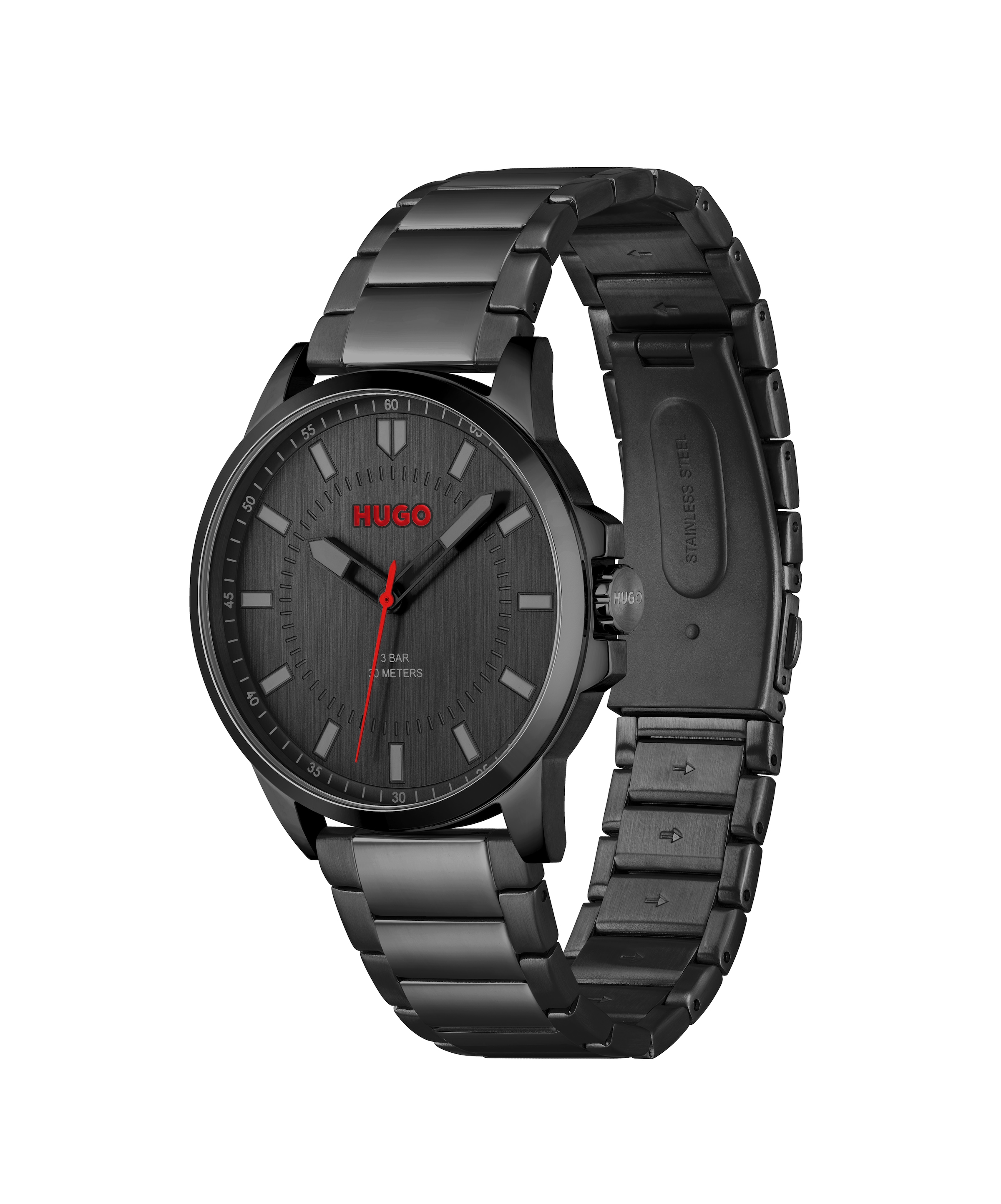 HUGO Quarzuhr »#FIRST« Armbanduhr, Herrenuhr, Mineralglas, Edelstahlarmband