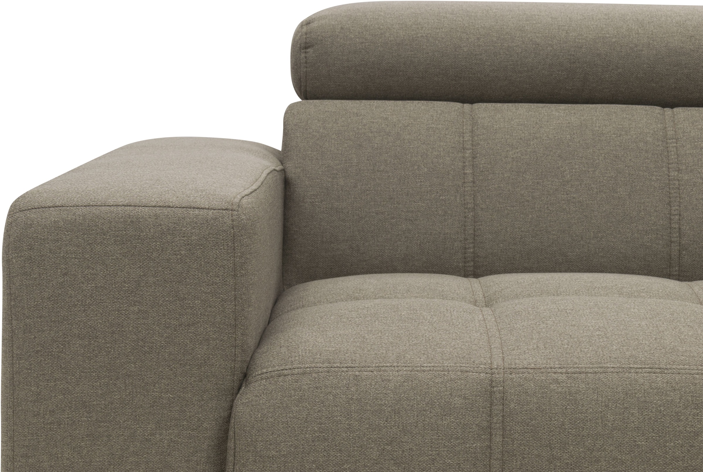 DOMO collection Ecksofa »Trento L-Form, mit Kufenfuß oder Einzelfuß«, wahlweise mit Kopfteilverstellung, Recamiere links/rechts bestellbar