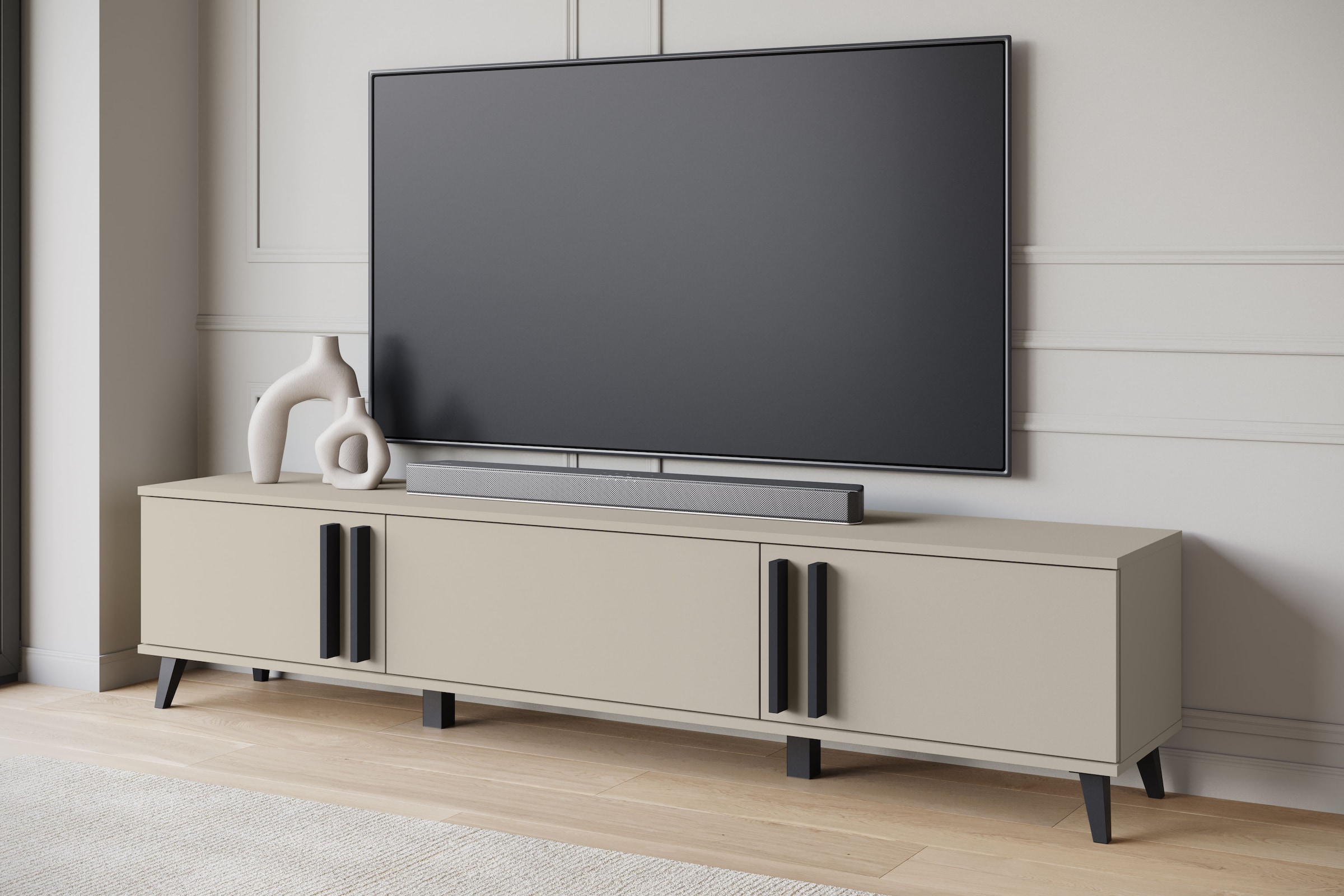 INOSIGN Lowboard »Helsinki, TV-Kommode Breite 180cm«, (1 St.), modernes Design, 3 Klapptüren