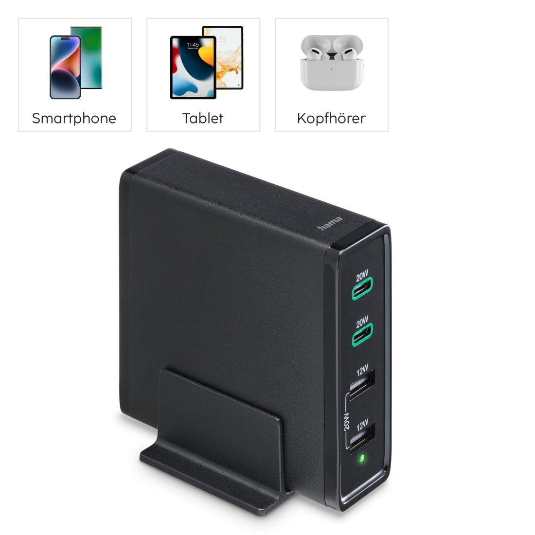 Hama USB-Ladegerät »4fach USB-Ladestation 60 Watt Ladegerät, 2x USB-C PD, 2x USB Multiport«