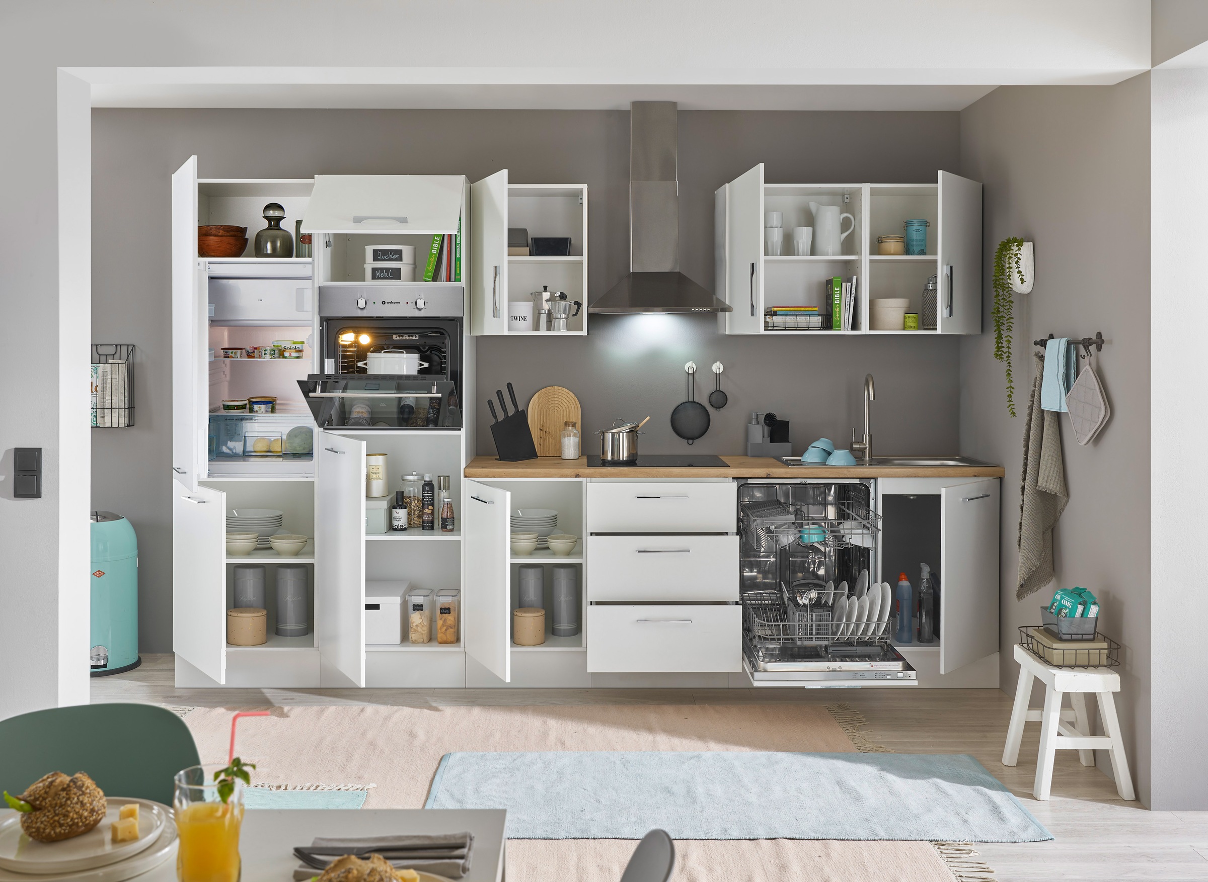 BASIC by Balculina Küchenzeile »Turin«, Breite 340 cm, wahlweise mit E-Geräten