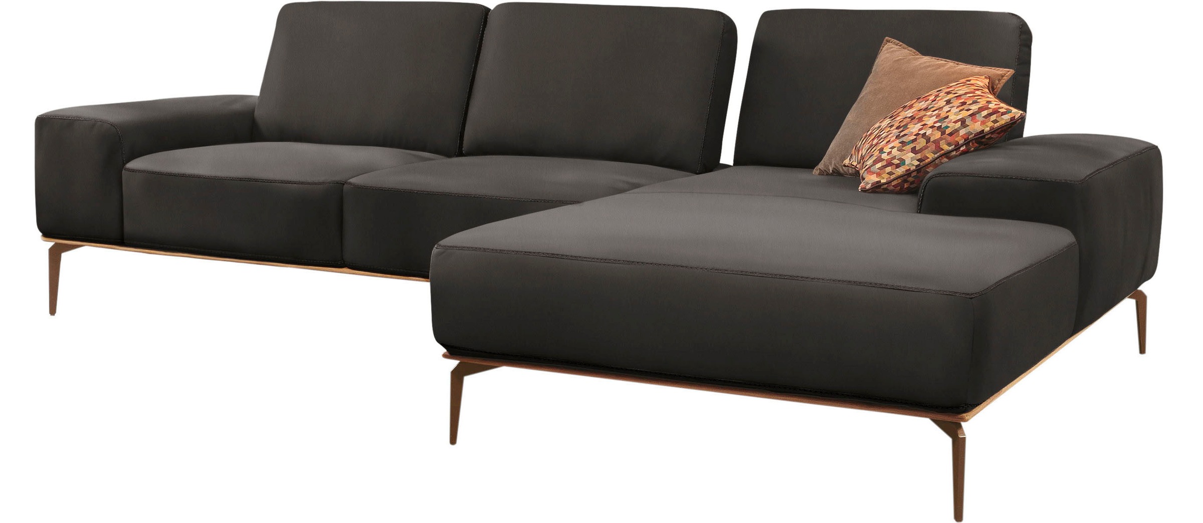 W.SCHILLIG Ecksofa »run, Designsofa mit tollem Sitzkomfort, L-Form«, mit Holzsockel, Füße in Bronze pulverbeschichtet, Breite 299 cm