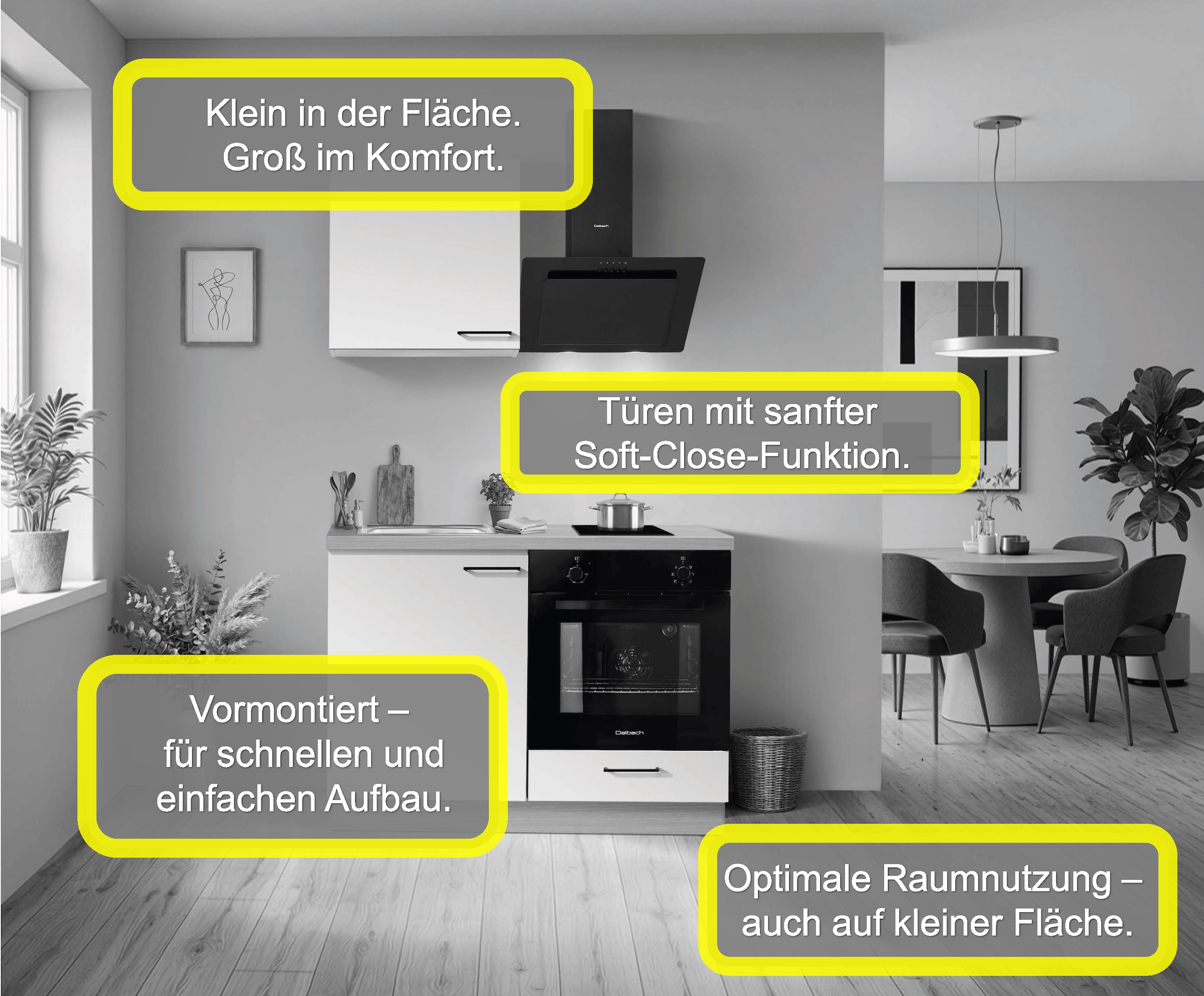 KOCHSTATION Küchenzeile »KS-Solmera« Breite 120cm, vormontiert, inkl. Tisch, wahlweise mit E-Geräten