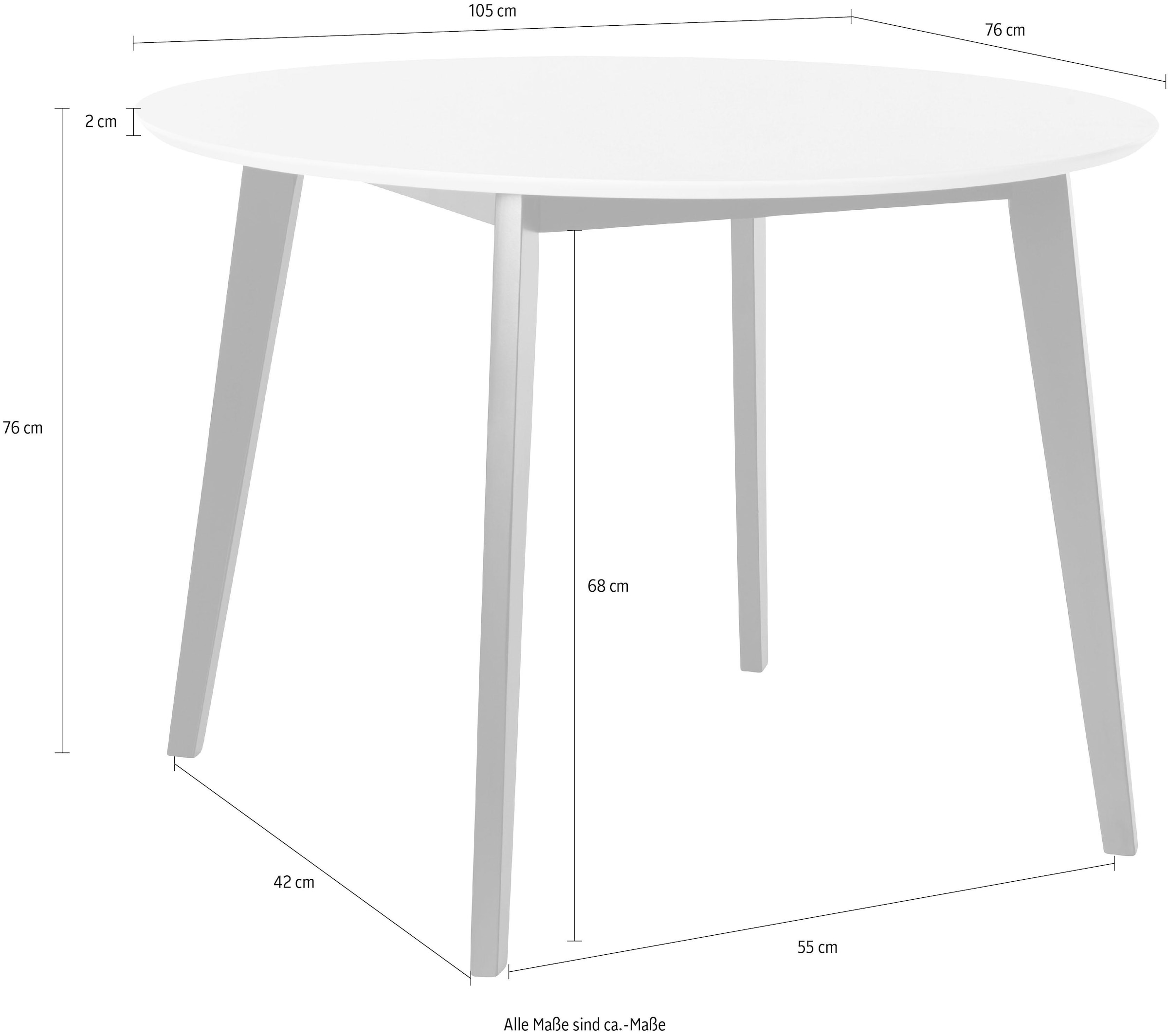 INOSIGN Esstisch »Cody«, Beine Rechnung 2 auf Farbvarianten MDF-Tischplatte, kaufen runde in Massivholz, aus