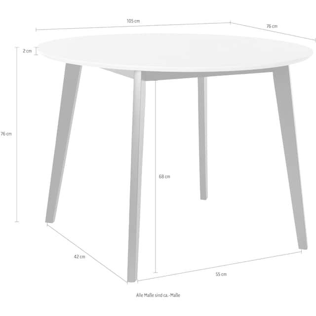 INOSIGN Esstisch »Cody«, Beine aus Massivholz, runde MDF-Tischplatte, in 2  Farbvarianten auf Rechnung kaufen