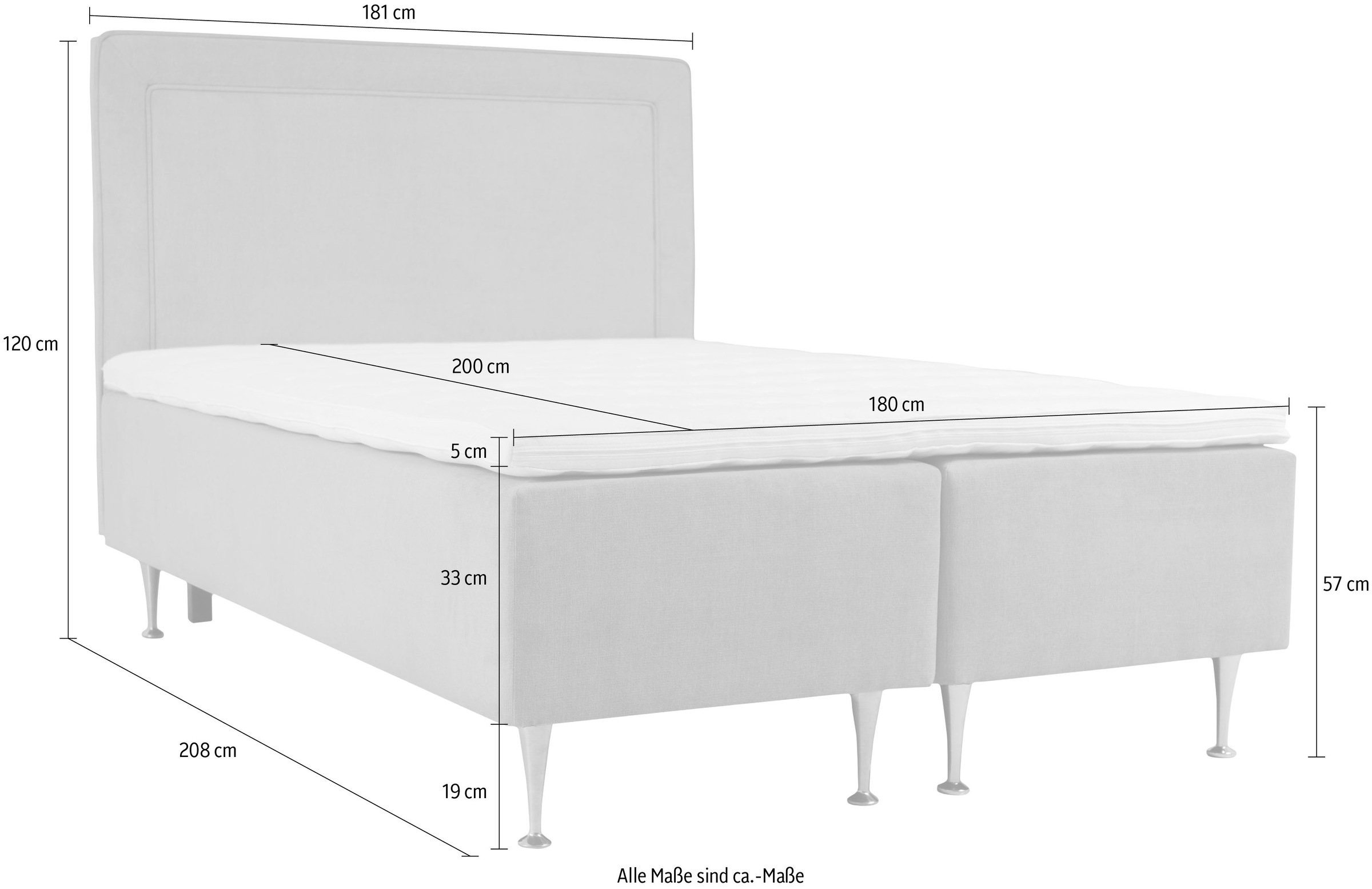 INOSIGN Boxspringbett »Hacer«, Topper, H2 oder H3 und in Breiten 70,80,90,120,140,160,180 wählbar