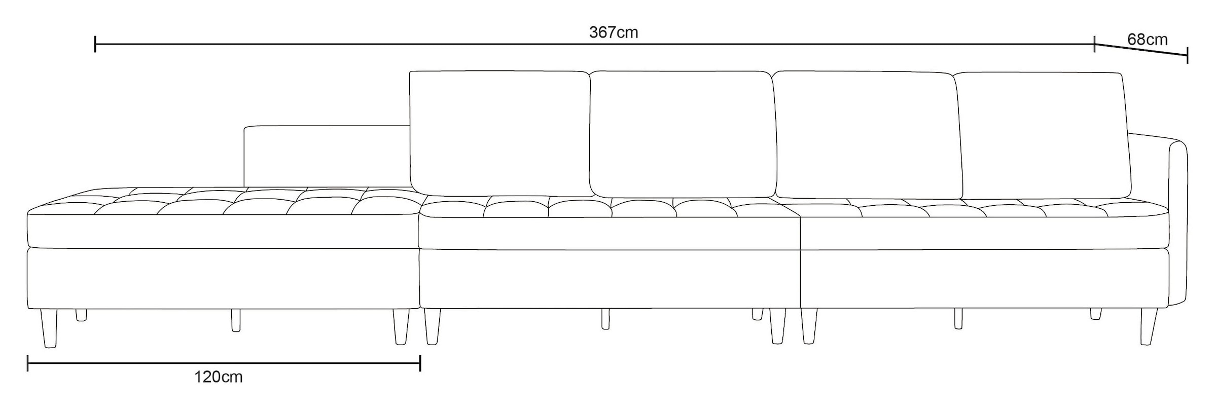 Dorel Home Wohnlandschaft »LINDHUS, U-Form, Breite 254 cm, verschiedene Stellvarianten, Modulsofa« Recamiere, Stauraum, Cord und Chenille-Bezug