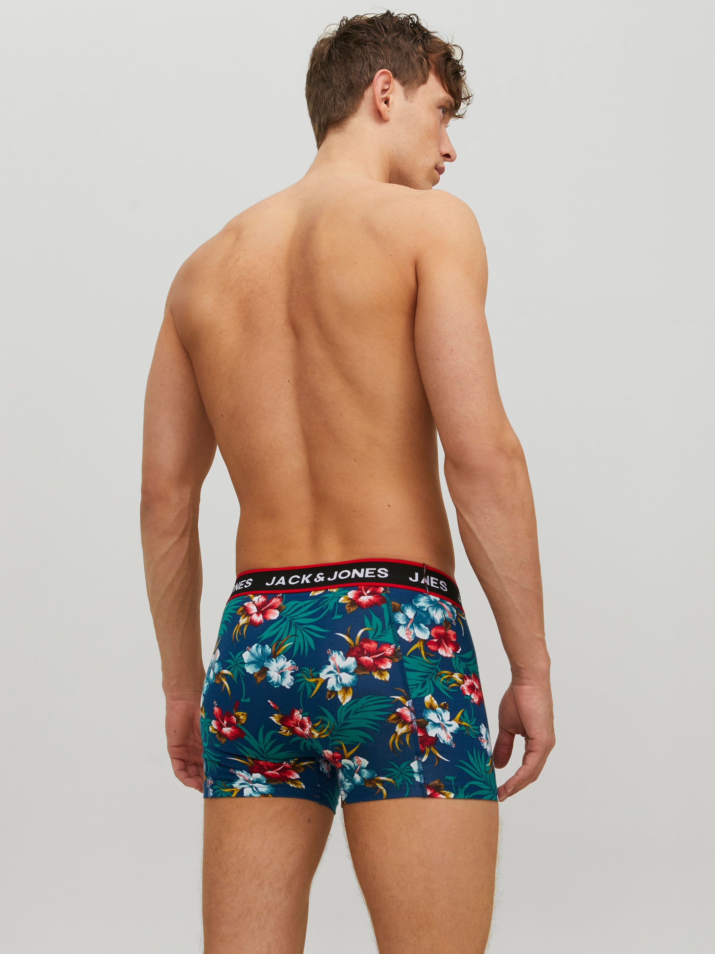 Jack & Jones Trunk »JACFLOWER mit Blumenprint und elastischem Bund«, 3 Stk. bedruckt, modisch, eng anliegend, Baumwollmischung, Bündchen
