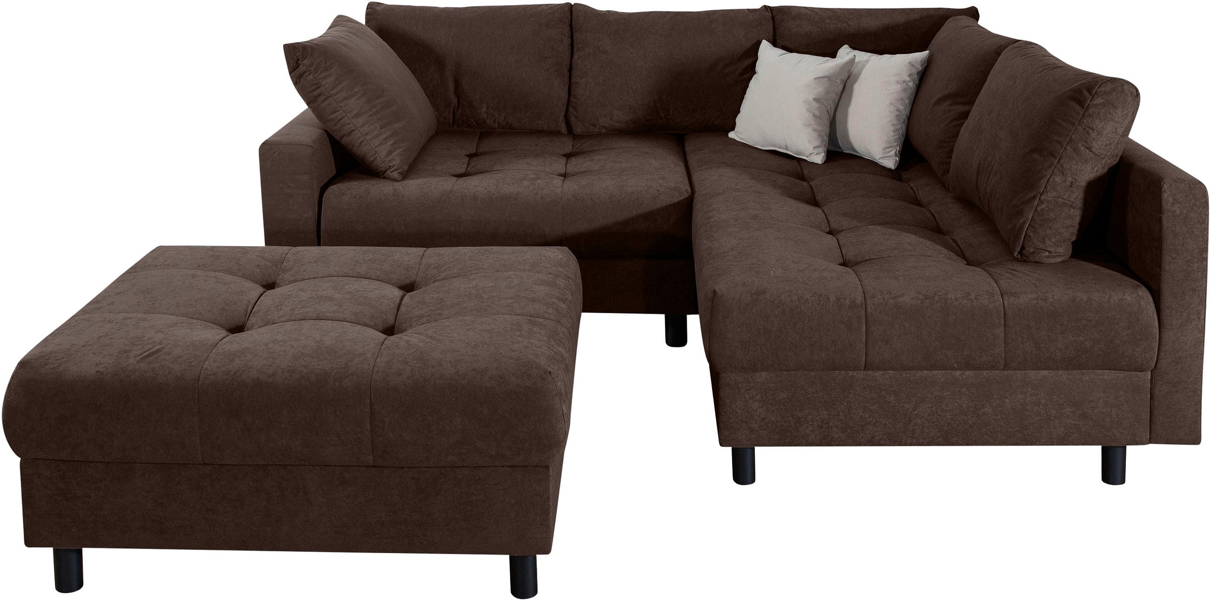COLLECTION AB Ecksofa »Toni L-Form, B: 215 cm« mit Hocker & 2 Zierkissen, F günstig online kaufen