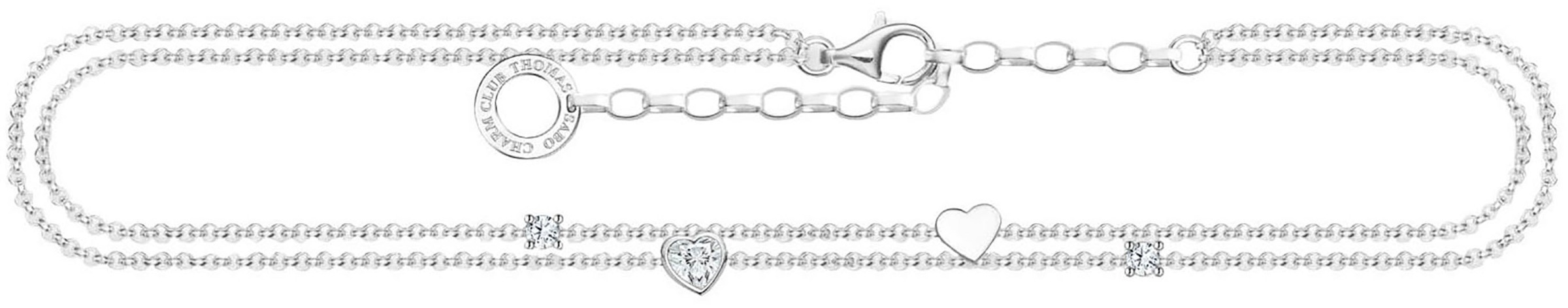 THOMAS SABO Fußkette »mit Herzen und weiße Steine« silberfarben-kristallweiß + kristallweiß