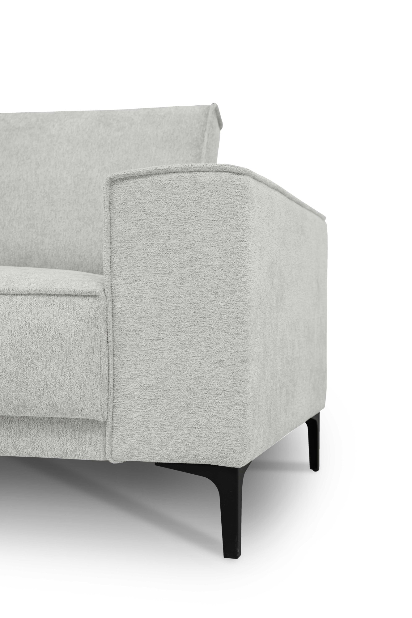 Places of Style Ecksofa »Polsterecke Oland, Struktur, Flachgewebe, Luxus-Microfaser, Boucle«, L-Form, 289 cm, Wellenunterfederung, Skandi-Design, Metallfüße