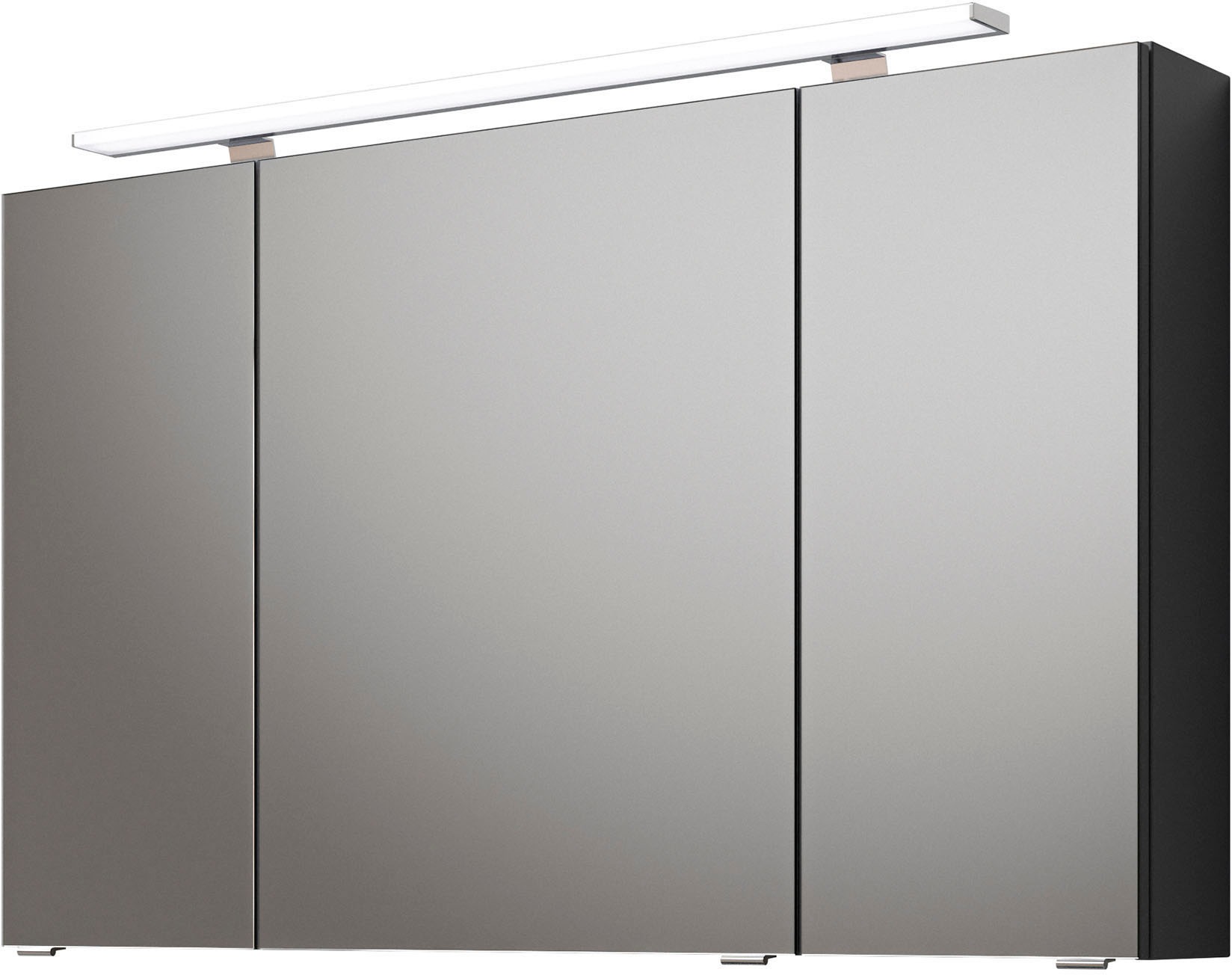 Saphir Badmöbel-Set »Serie 6025 2-teilig Mineralmarmor-Waschtisch mit LED-Spiegelschrank«, (2 St.), Waschplatz 117cm breit, 2 Schubladen, 3 Spiegel-Türen, inkl Türdämpfer