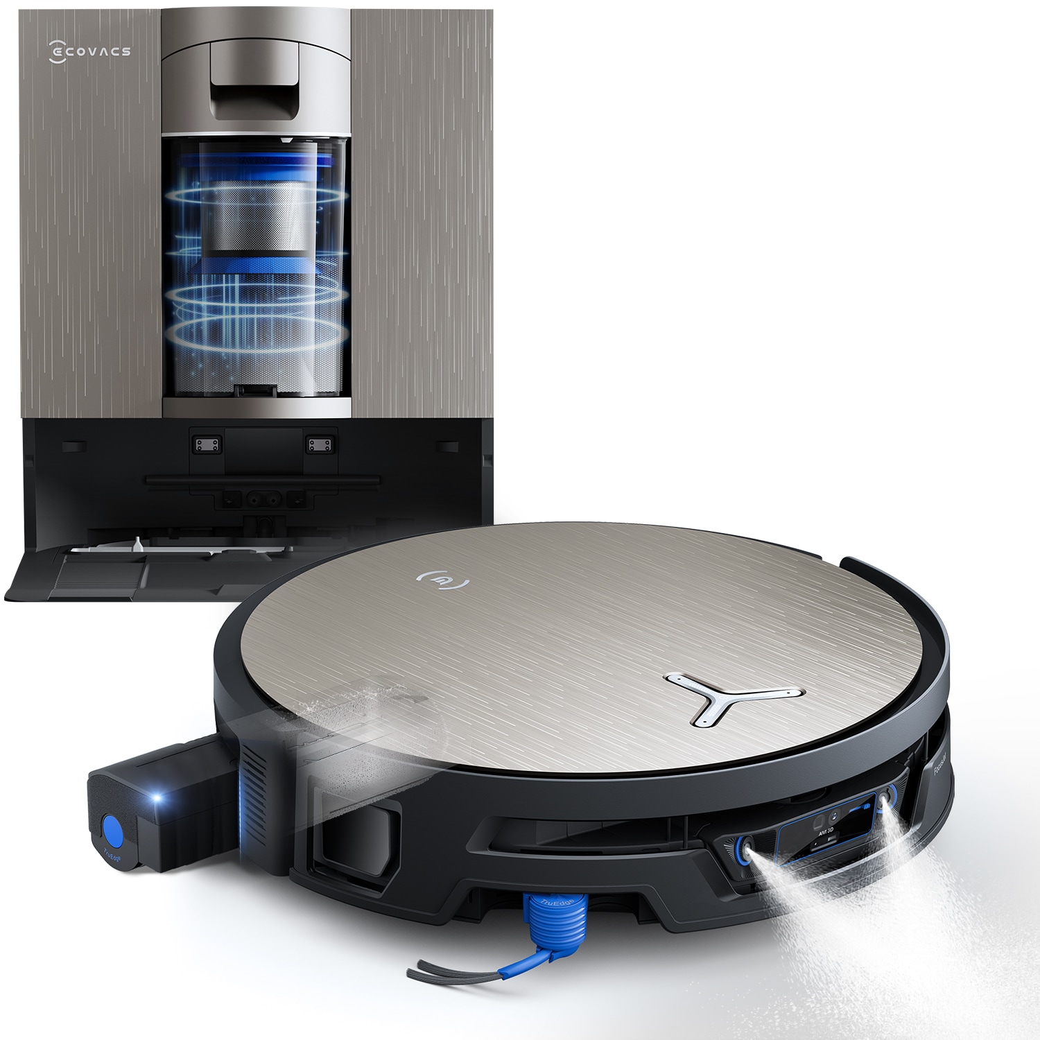 ECOVACS Nass-Trocken-Saugroboter »DEEBOT X12S, inkl. OmniCyclone Station« 27.000 Pa + 53 AW Saugleistung, 27cm Wischrolle