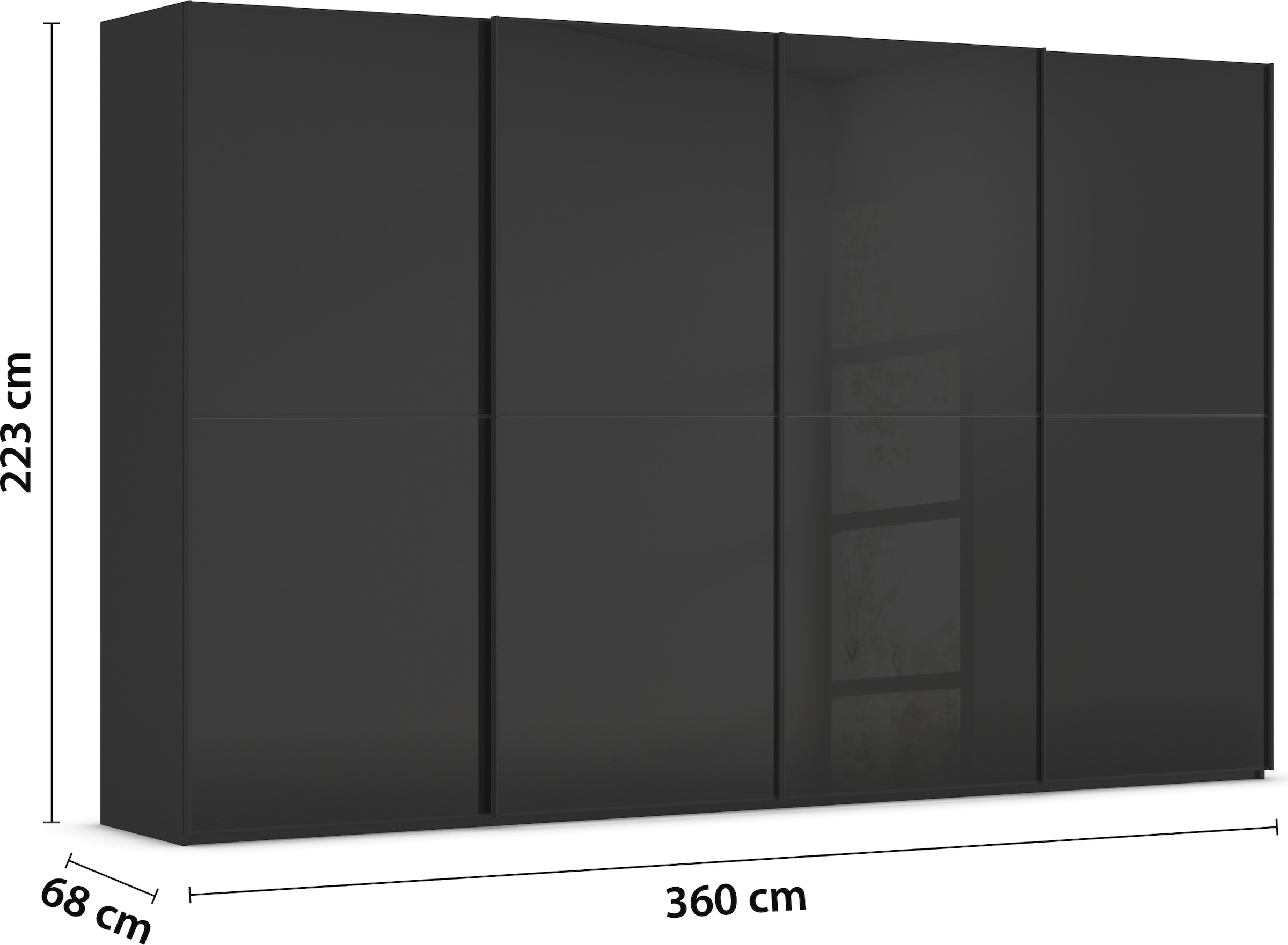 rauch Schwebetürenschrank »Kleiderschrank Schrank Garderobe Schlafzimmerschrank SCALE-DUO«, edle zweigeteilte Türen Glas-Front mit 3 Zierleisten MADE IN GERMANY