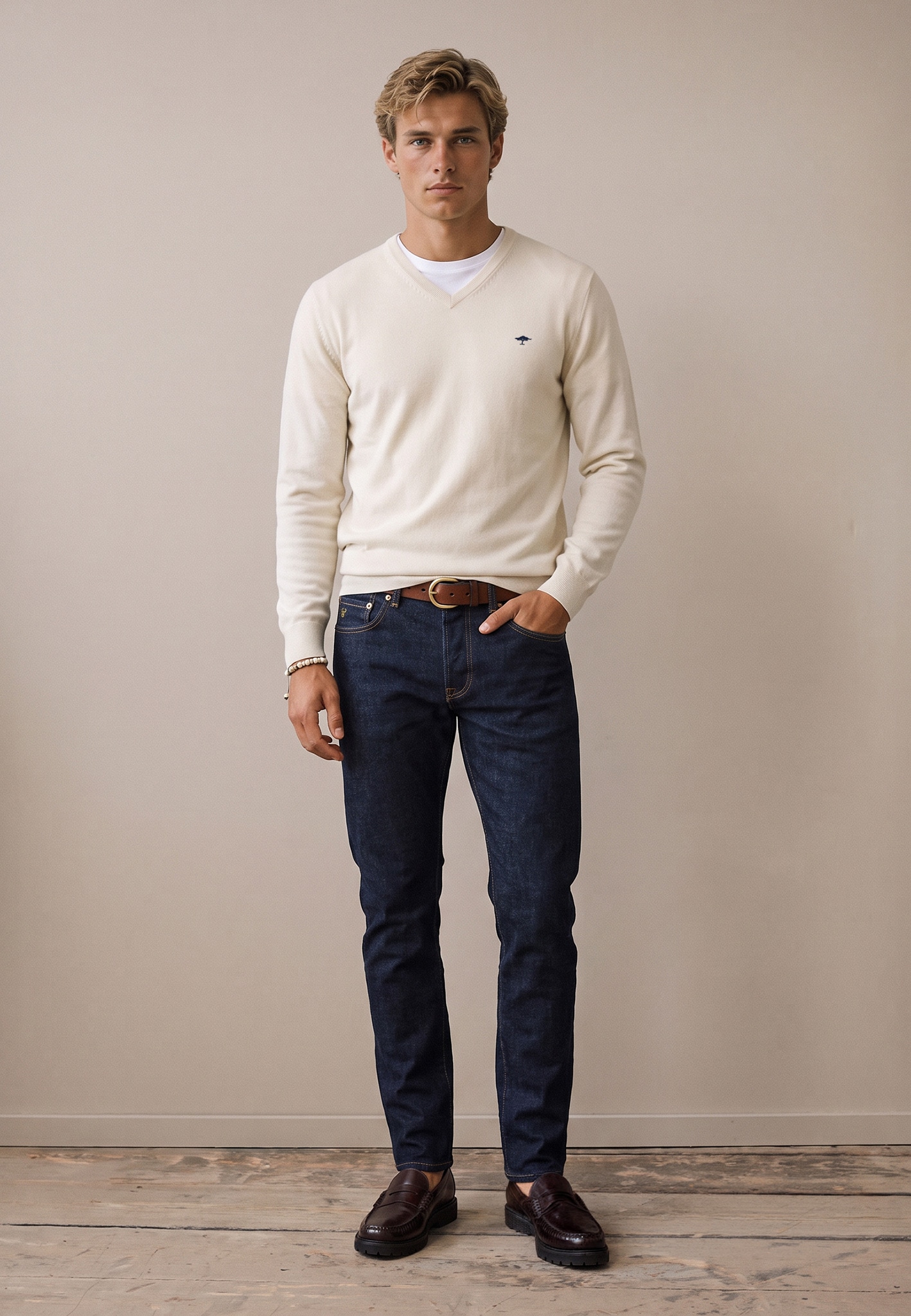 FYNCH-HATTON Strickpullover mit V-Ausschnitt