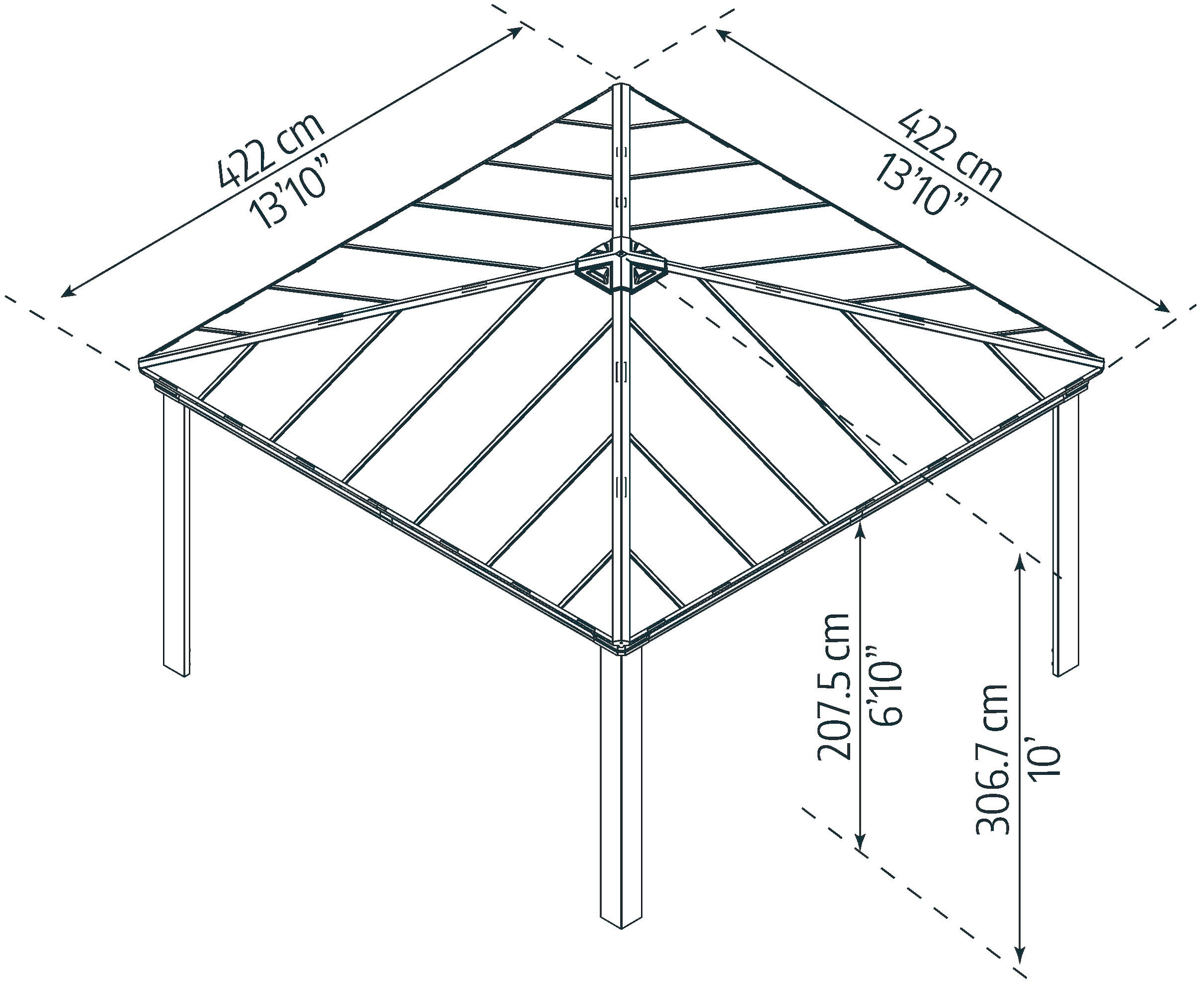 Palram - Canopia Pavillon »Dallas«, 425 x 425,5cm, Anthrazit