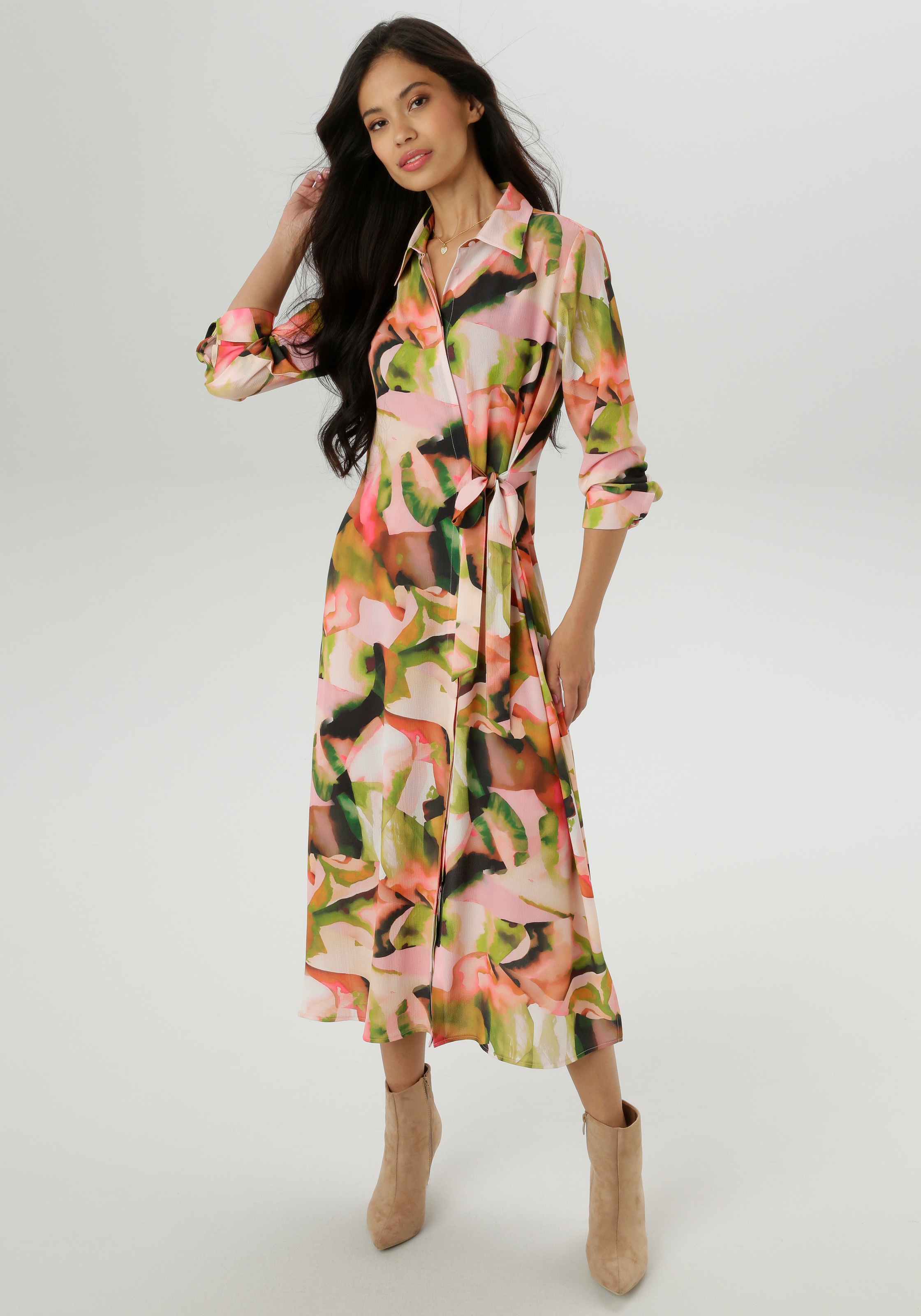 Aniston SELECTED Blusenkleid, mit seitlichem Bindedetail - NEUE KOLLEKTION
