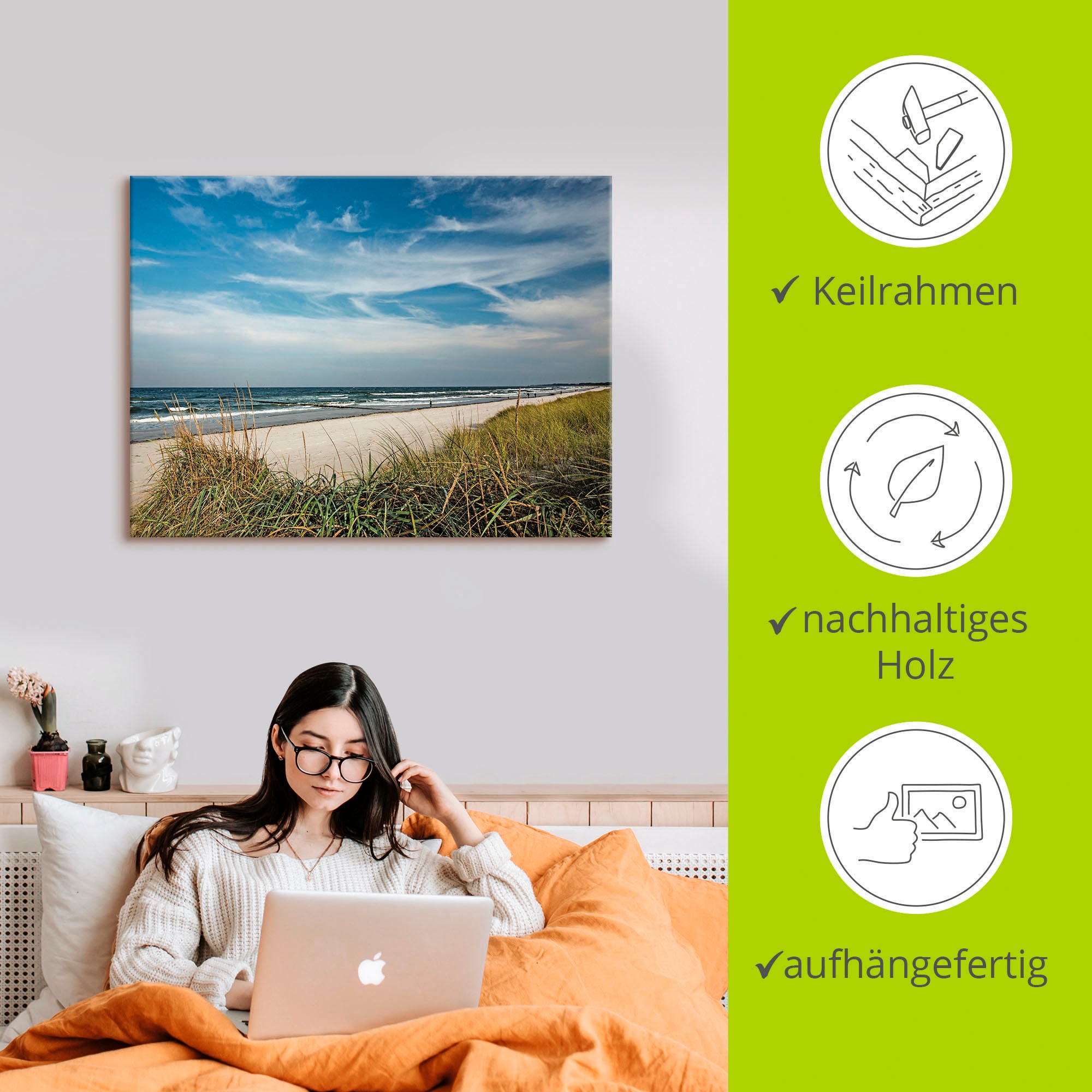 Artland Wandbild »Urlaubfeeling«, Strand, (1 St.), als Leinwandbild, Poster in verschied. Größen
