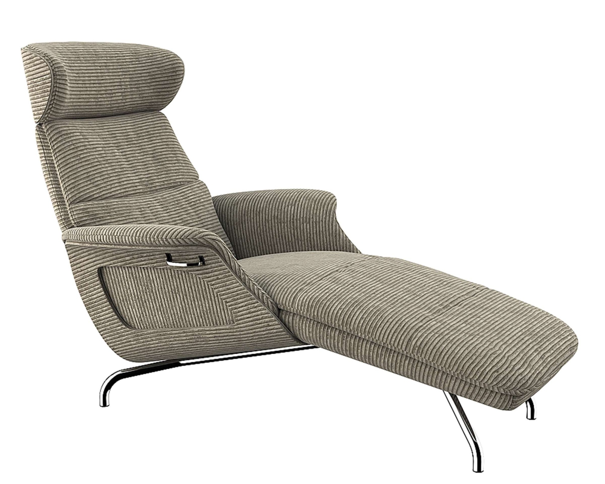 FLEXLUX Loungesessel »Clement Chaislongue, Relaxstuhl, Liegesessel,«, Rücken- & Kopfteilverstellung, Armlehne gepolstert geölt, Fuß Alu