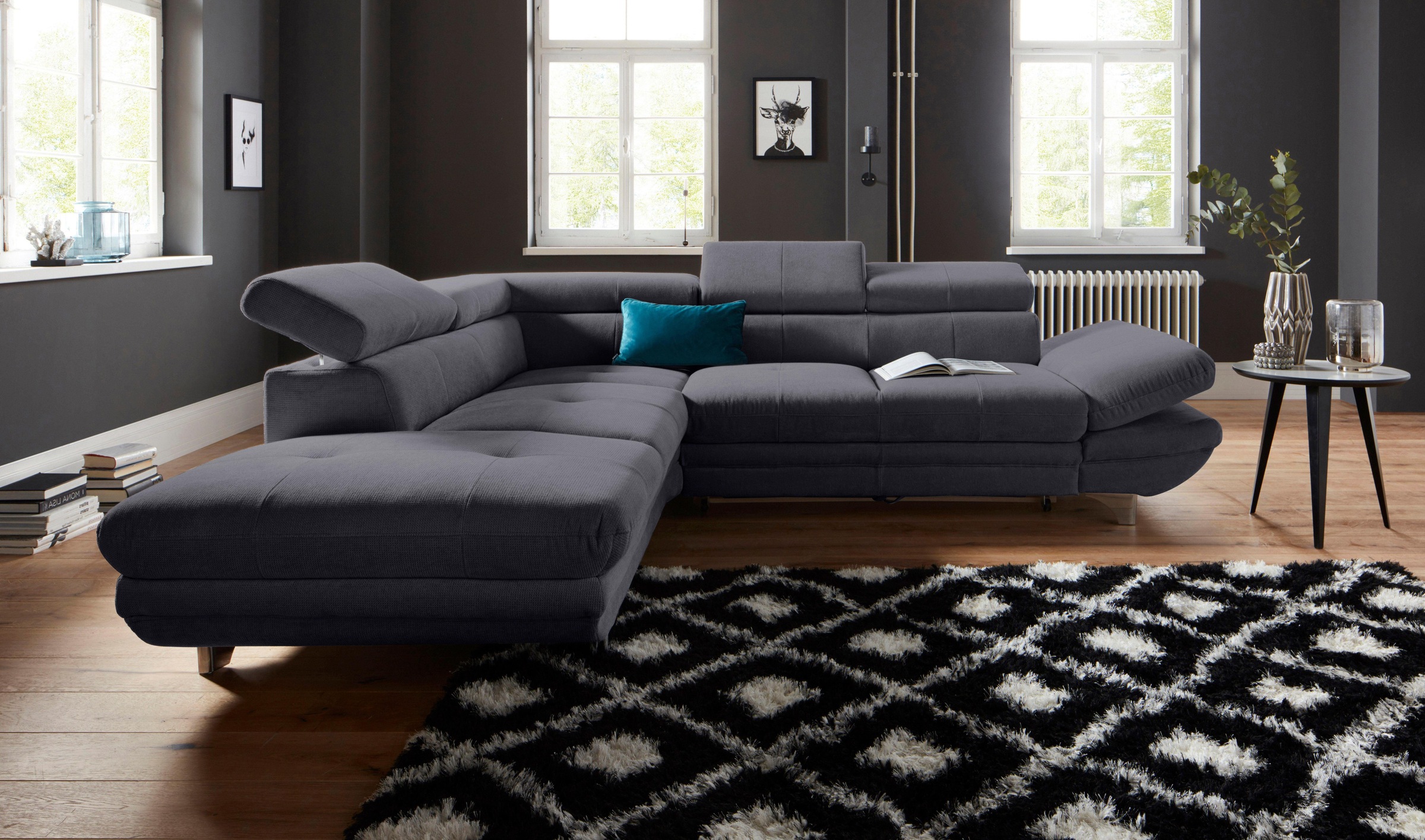 COTTA Polstergarnitur »Enterprise L-Form«, (Set), Set bestehend aus: Ecksofa mit Arm- & Kopfteilverstellung & Hocker