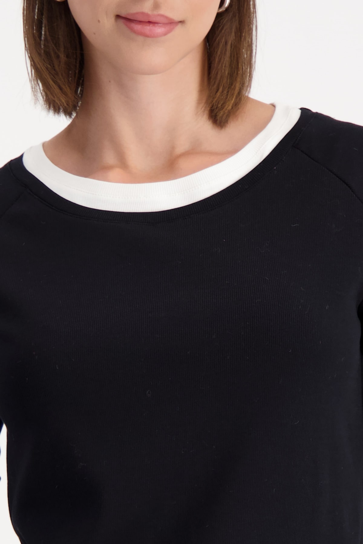 Monari Langarmshirt »Shirt Basic Rippe 2in1« Regular fit mit Rundhalsausschnitt