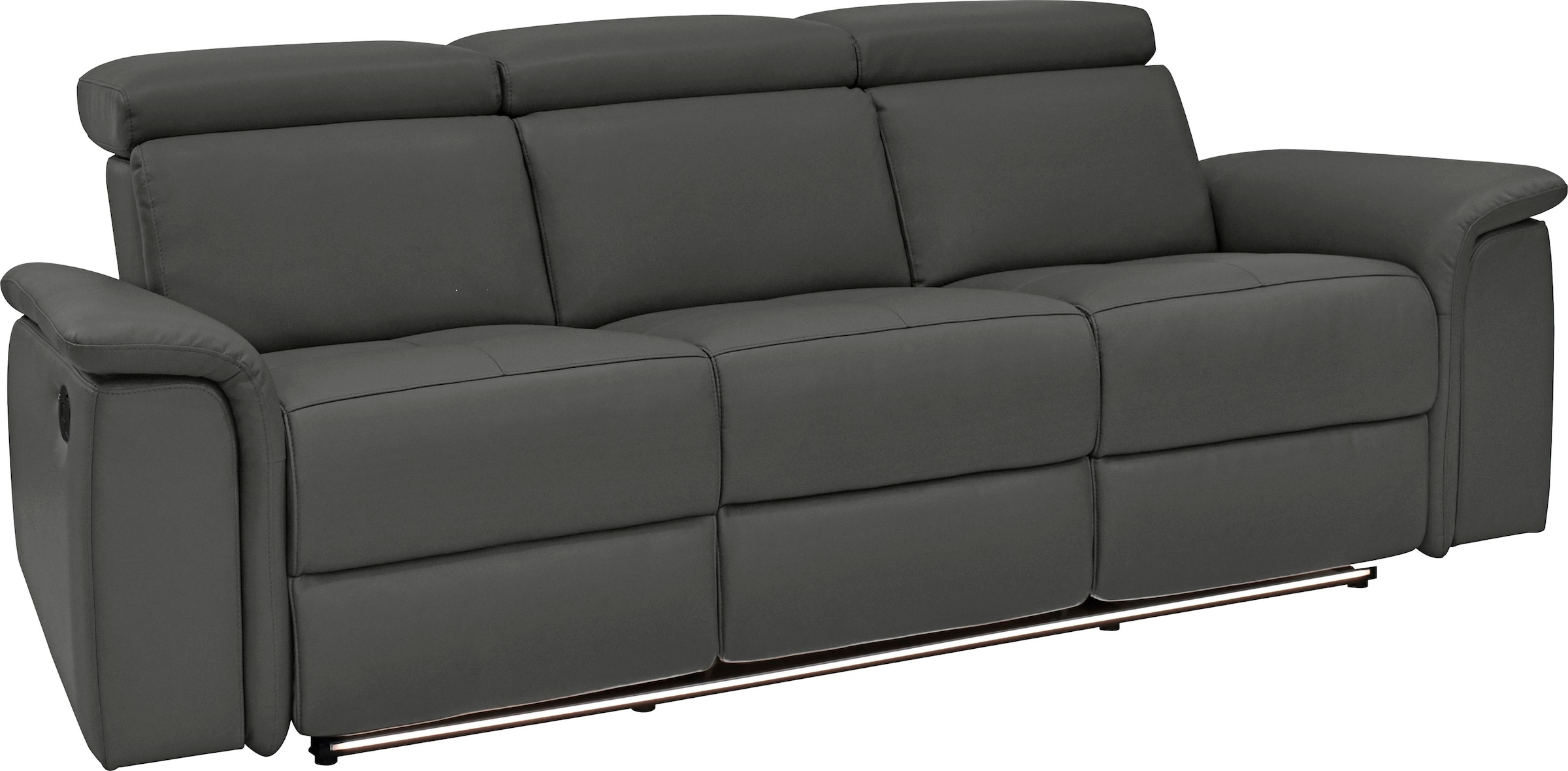 Places of Style 3-Sitzer »Pareli 229cm, manuelle u. elektr. Relaxfunktion in 2 Sitzen«, USB, KT-Verstellung, LED Beleuchtung, in Echtleder, Kunstleder, Web
