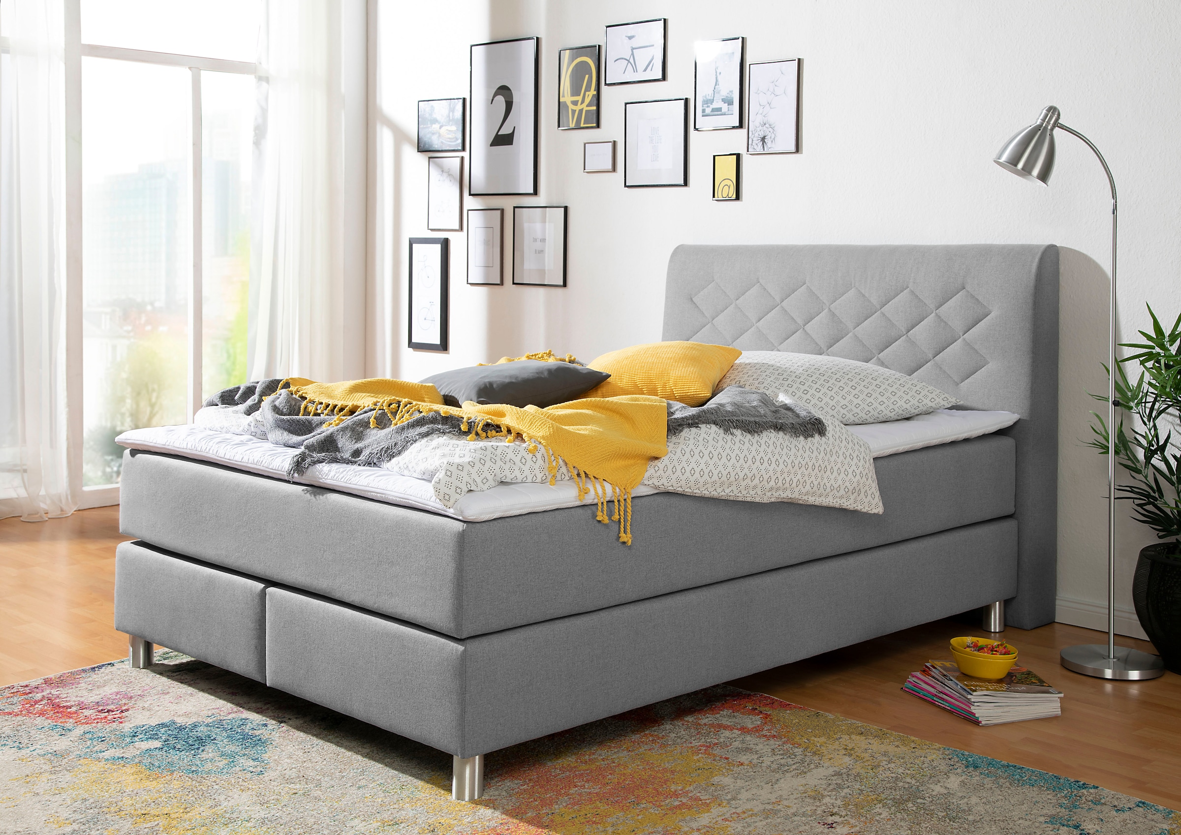 INOSIGN Boxspringbett "Parla", incl. Topper, 4 Farben in 4 Breiten, 2 Härte günstig online kaufen