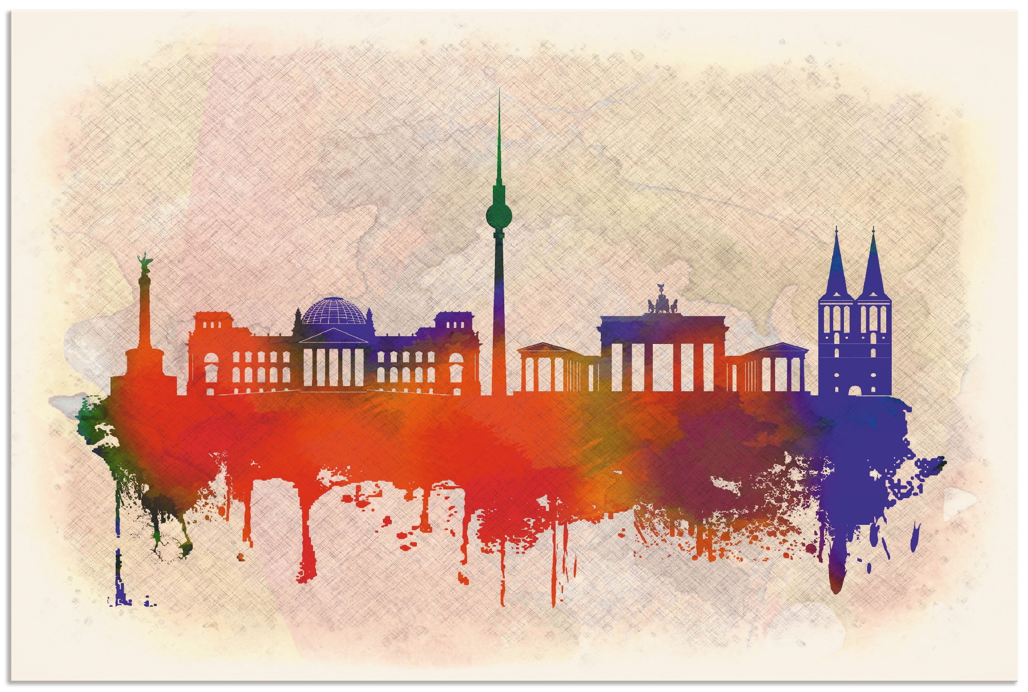 Artland Wandbild »Berlin Deutschland Skyline«, Deutschland, (1 St.), als Alubild, Leinwandbild, Wandaufkleber oder Poster in versch. Größen