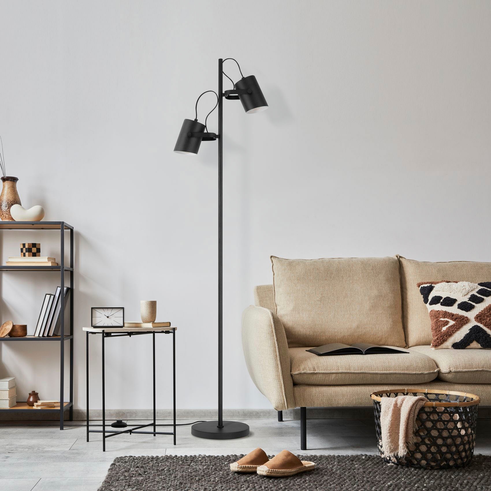 Paco Home Stehlampe »KARL«, 2 flammig, Leuchtmittel E27   ohne Leuchtmittel günstig online kaufen
