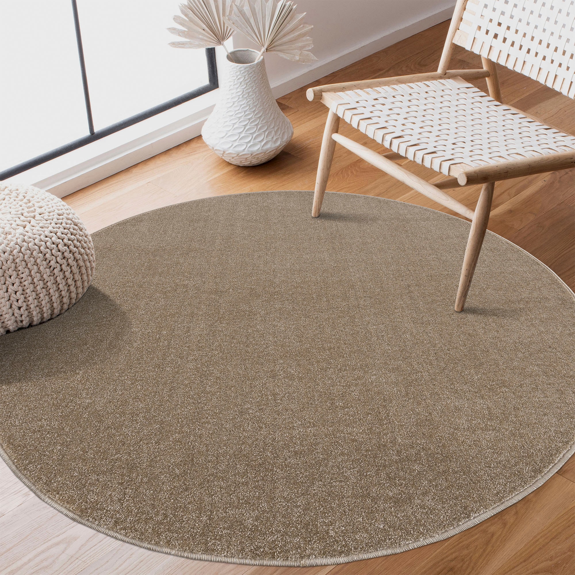Sanat Teppich »Uni«, rund, 13 mm Höhe, robuster Kurzflorteppich, große Farb günstig online kaufen