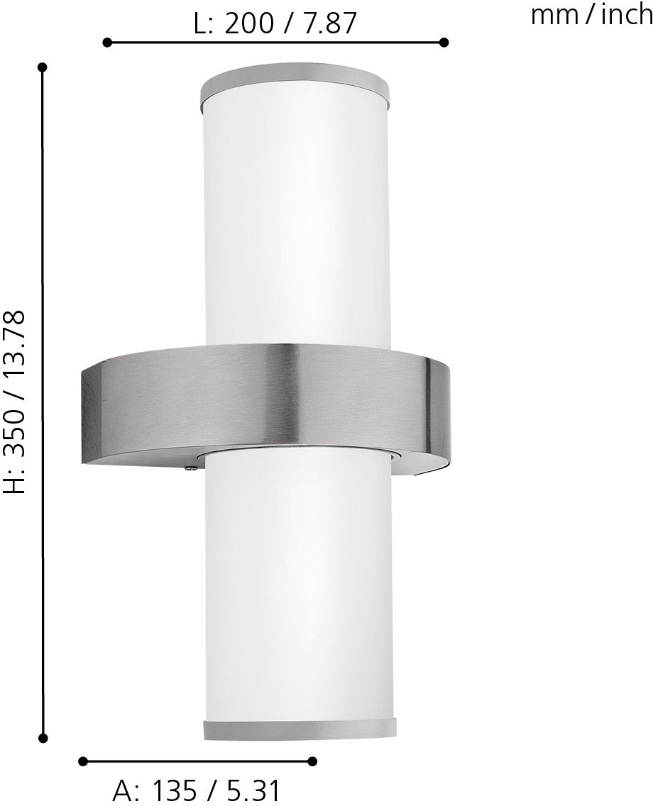 EGLO Wandleuchte »BEVERLY Wandlampe, E27, IP44, Edelstahl und Glas, Flurlampe, Lampe« E27 1 Stk. Wand-/Deckenleuchte, L20 x H35 x AL13,5 cm, edelstahl, silber