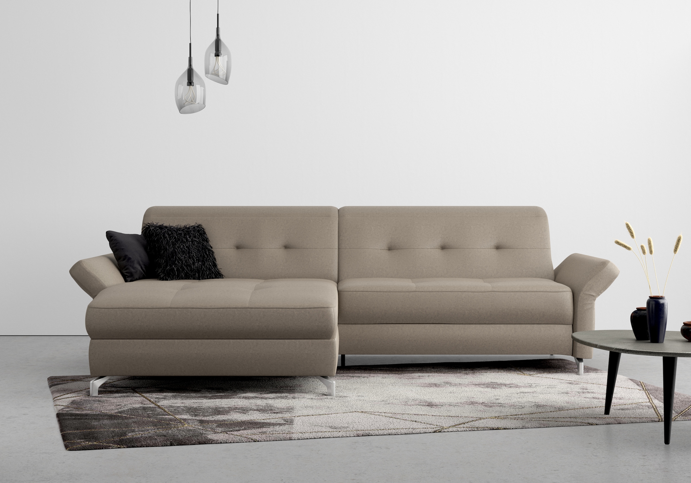 Home affaire Ecksofa »Maredo L-Form« Federkern, wahlweise auch mit Kopfteil günstig online kaufen