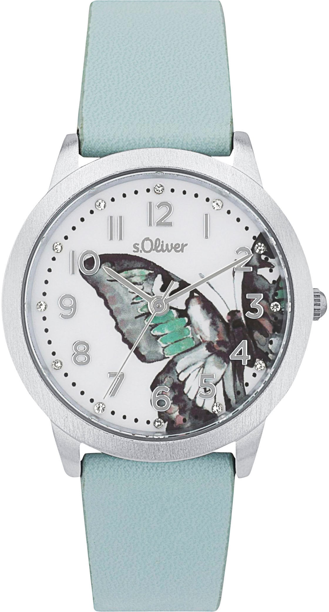 s.Oliver Quarzuhr, Armbanduhr, Kinderuhr, Mädchen, Schmetterling, Geschenkidee