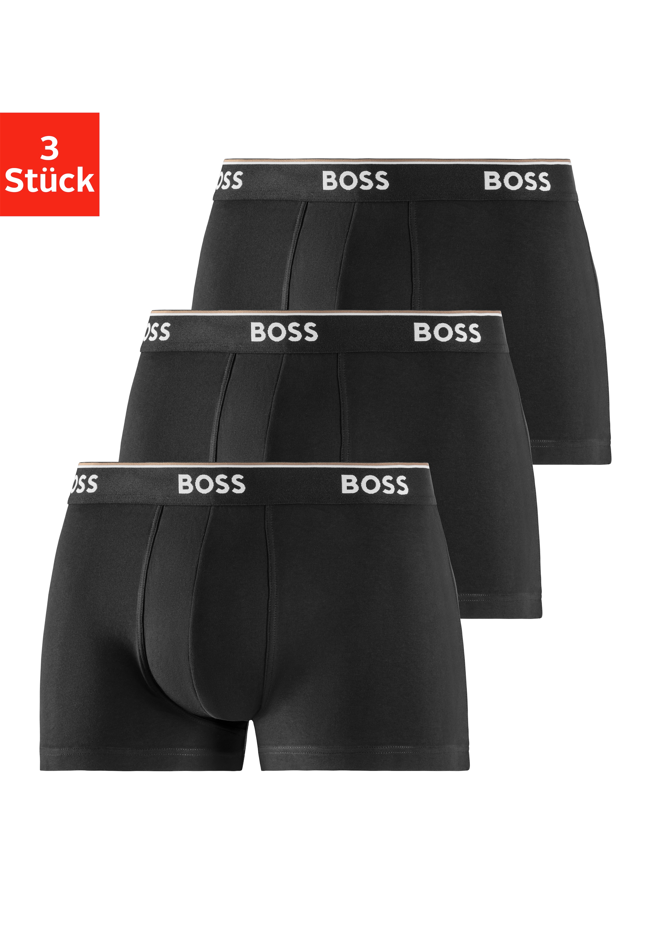 BOSS Boxer »TRUNK 3 PACK«, (3 St.), BOSS Schriftzug auf dem Bund