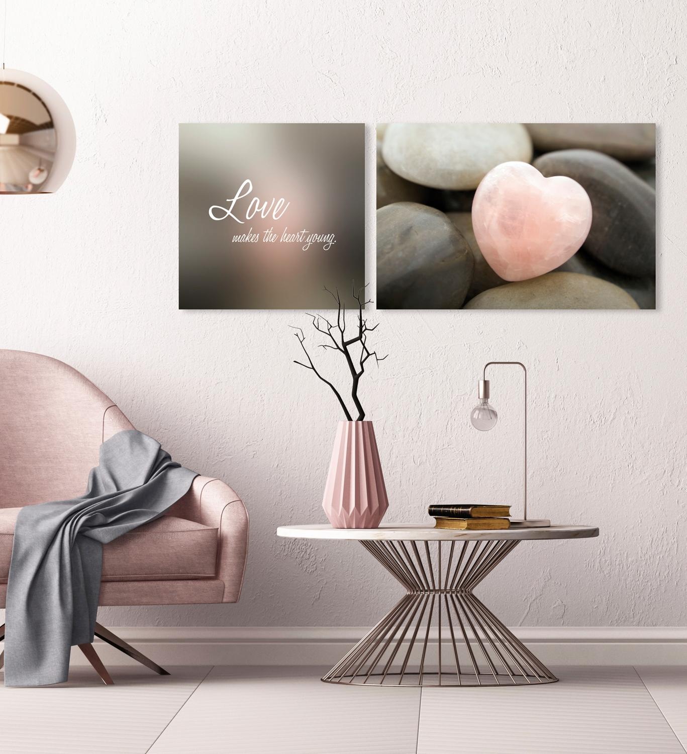 queence Leinwandbild »Love«, Herz-Herzbilder-Kunst-Modern-Spa-Spa Bilder-Sp günstig online kaufen