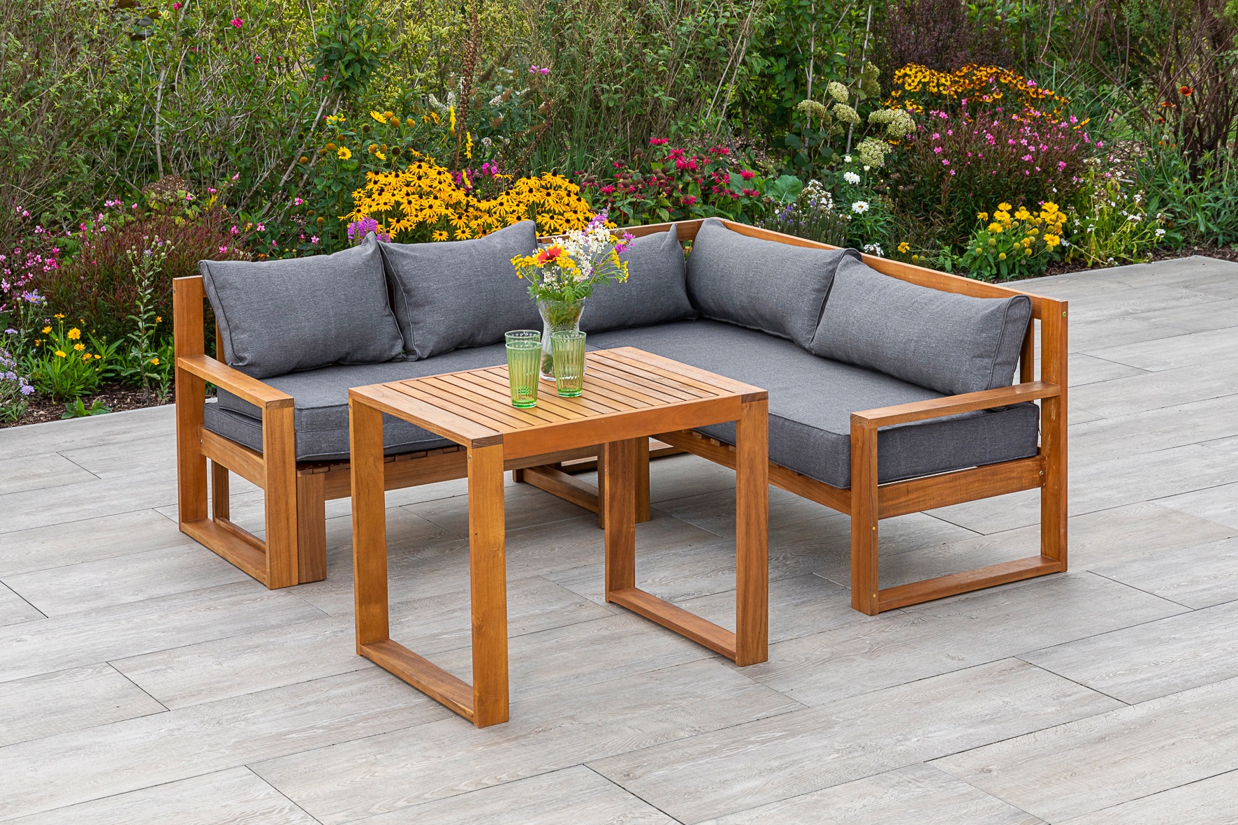 MERXX Garten-Essgruppe »Merida« 3 Stk. tlg. 2 Liegen mit Auflage, 1 Klappho günstig online kaufen