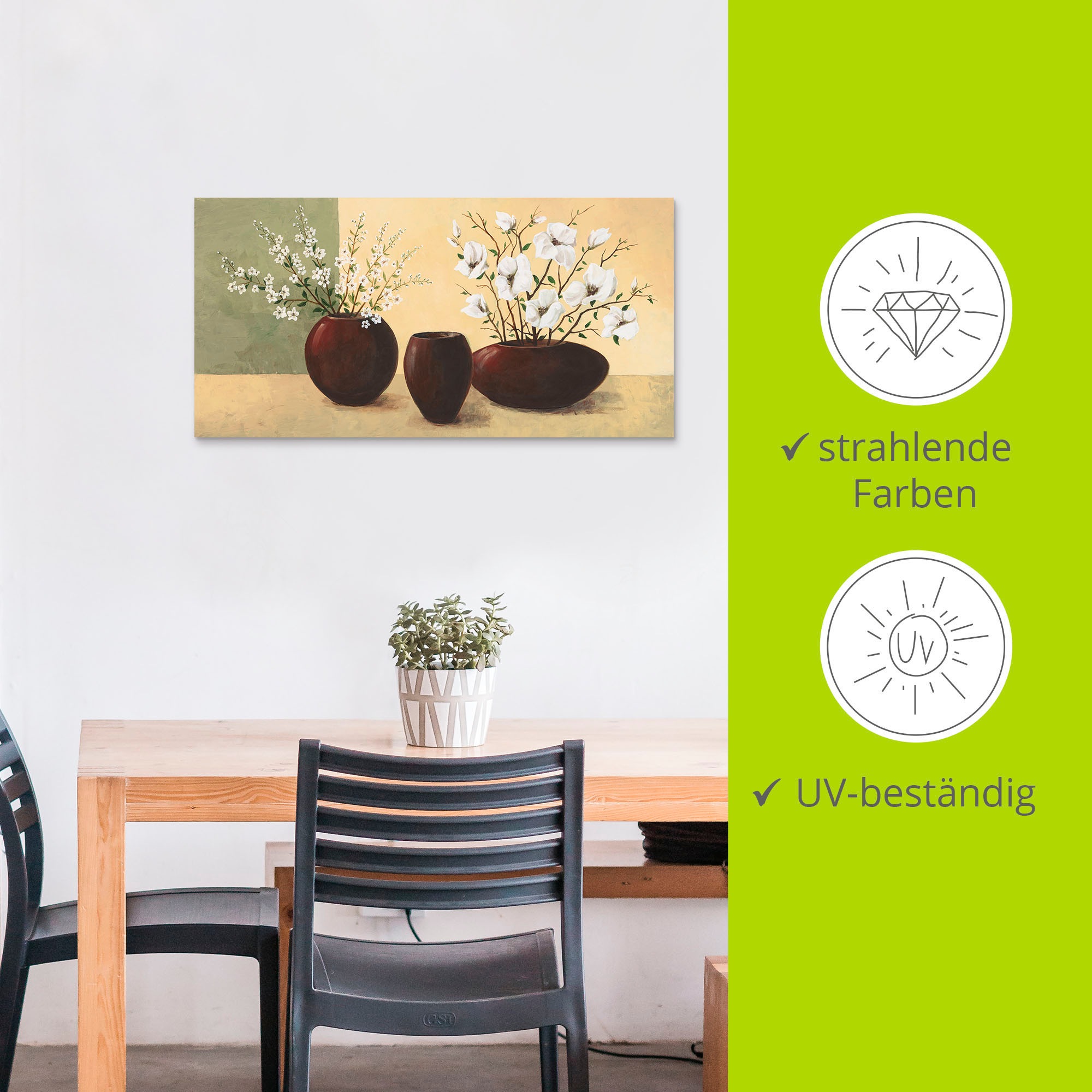 Artland Wandbild »Magnolien«, Vasen & Töpfe, (1 St.), als Alubild, Outdoorbild, Leinwandbild, Poster, Wandaufkleber