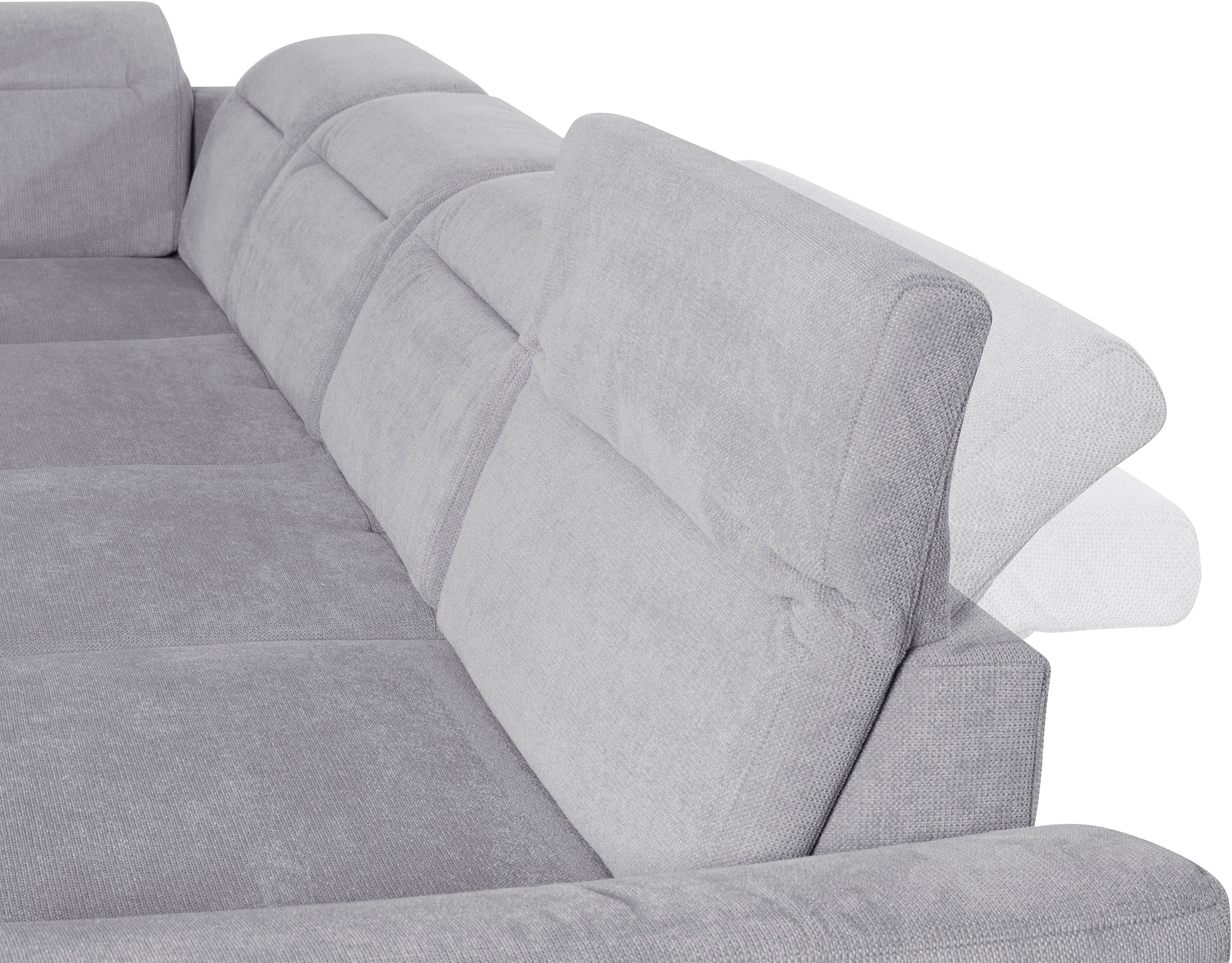 sit&more Wohnlandschaft »Percy U-Form«, 15 cm Fußhöhe, Sitztiefenverstellung, wahlweise in 2 Fußfarben