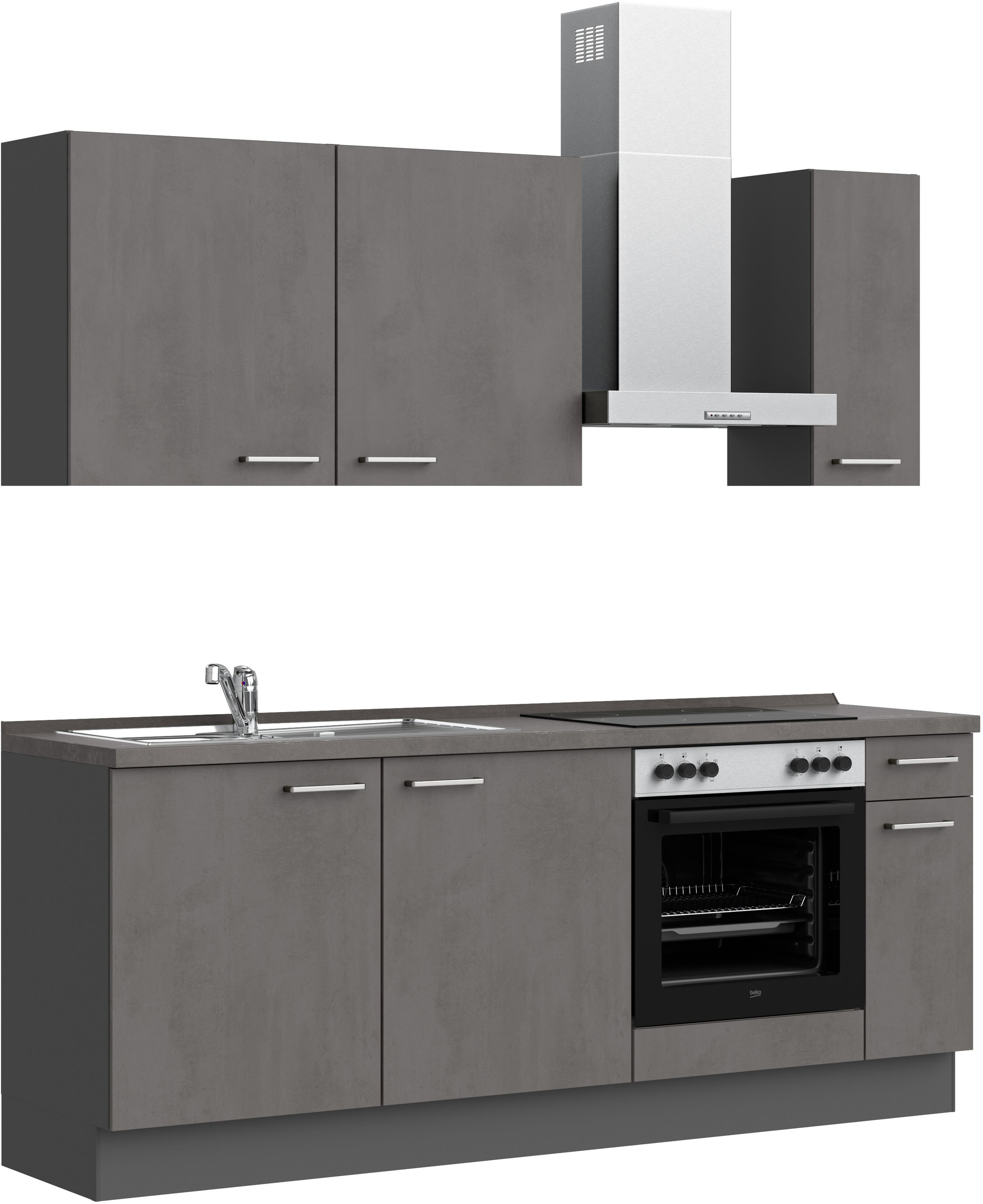 nobilia® Küchenzeile »"Riva I"«, vormontiert, Ausrichtung wählbar, Breite 210 cm, wahlw. mit E-Geräten