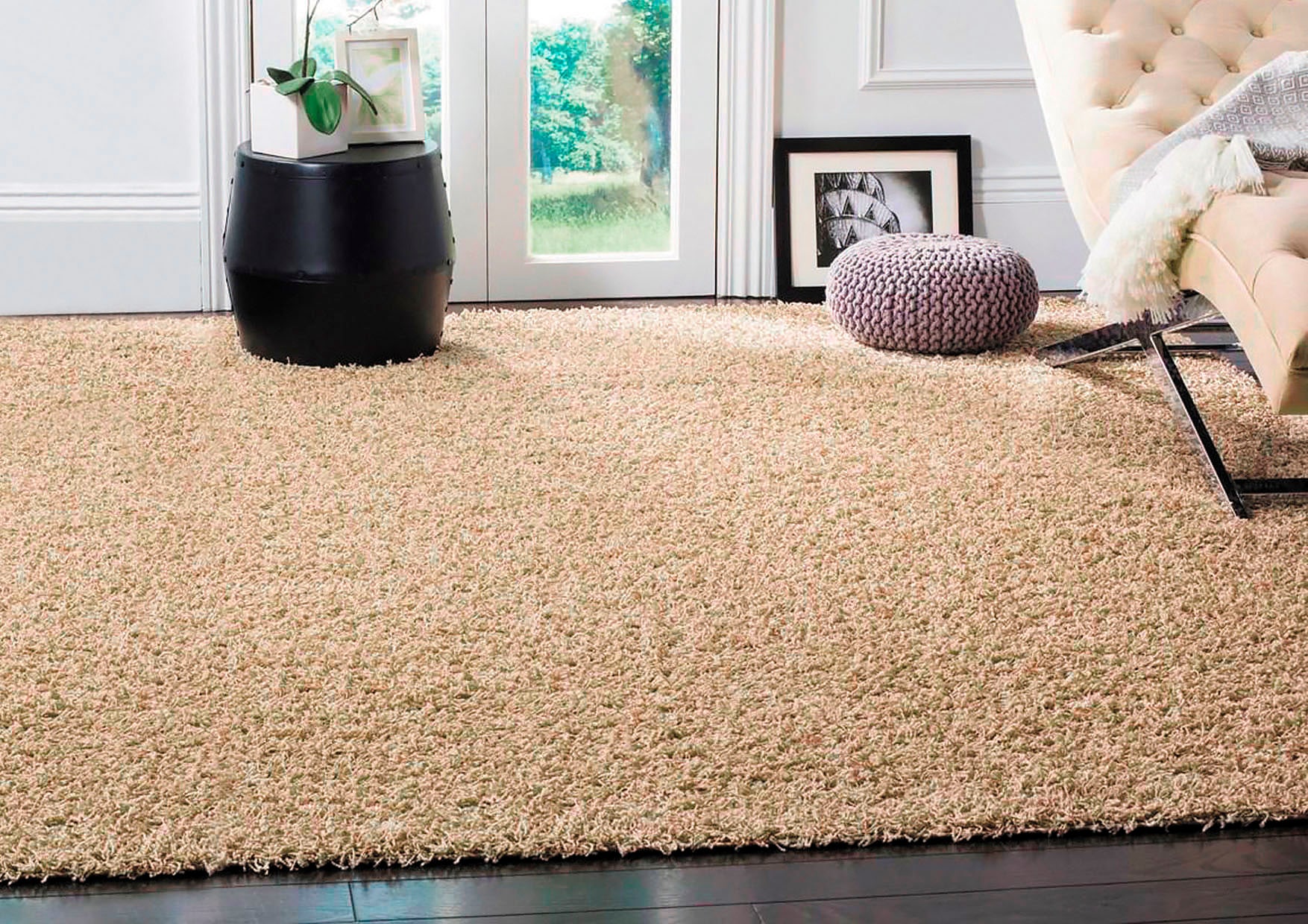 andas Hochflor-Teppich »Tretten«, rechteckig, 30 mm Höhe, Shaggy, Uni Farbe günstig online kaufen