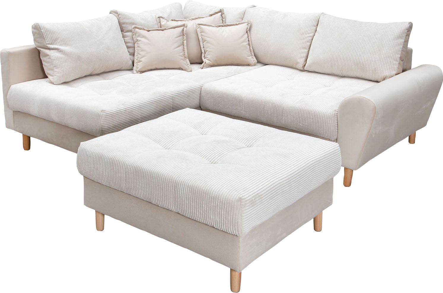 Home affaire Ecksofa »Rice L-Form inkl. Hocker«, (Set, mit Hocker), mit Bon günstig online kaufen