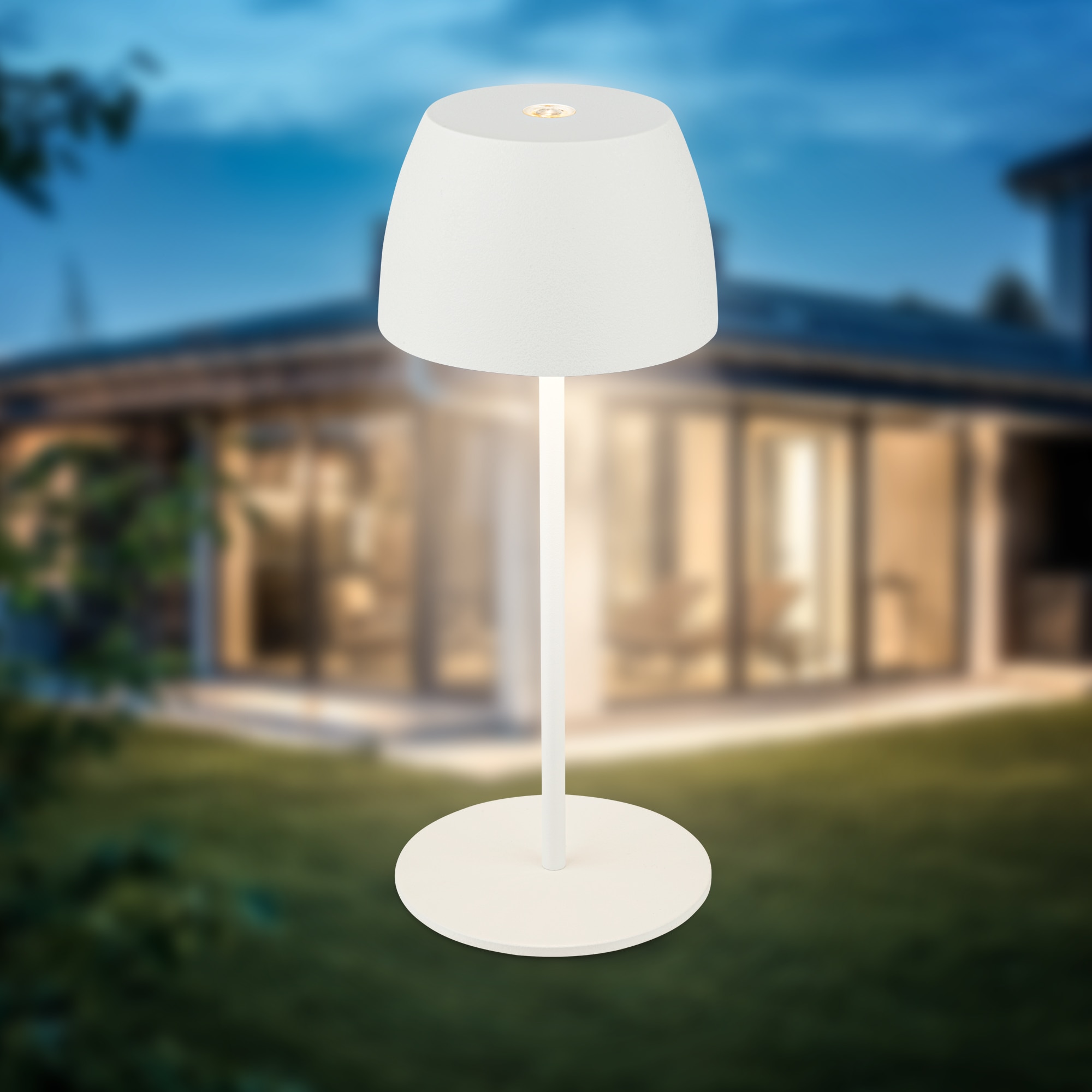 B.K.Licht Außen-Tischleuchte »BK_TL1605 Mini Akku LED Tischlampe, Touchdimmer, mit USB-C«, 1 flammig, Leuchtmittel LED-Modul | LED fest integriert, 2.700 K, 150 Lm, 2,5W, IP44, Akku wechselbar, 4h-24h Leuchtdauer, Weiß