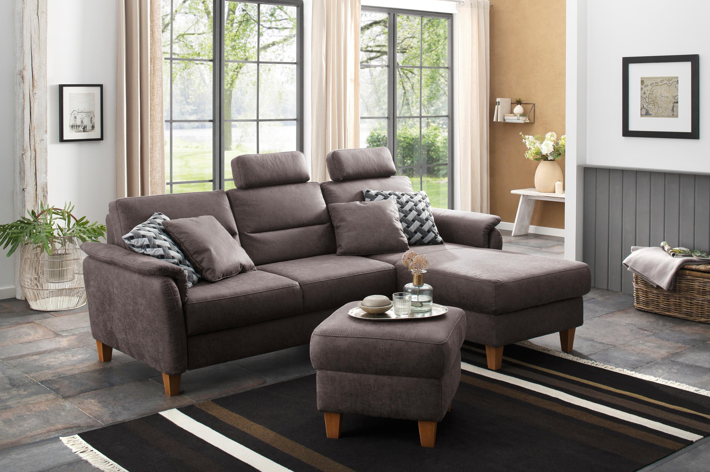 Home affaire Ecksofa »Palmera L-Form«, Federkern, wahlweise mit Bettfunktio günstig online kaufen
