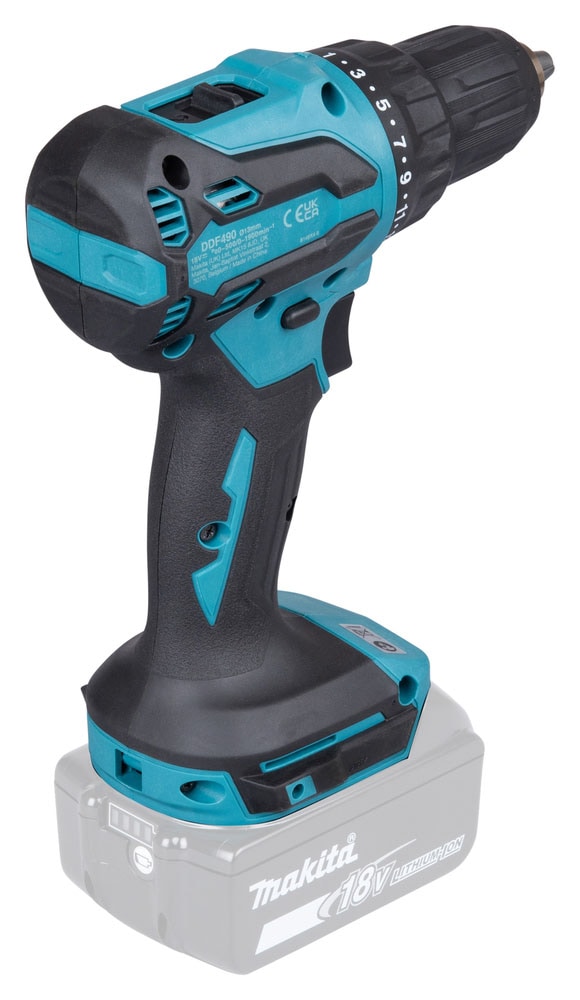 Makita Akku-Bohrschrauber »»DDF490Z« 18V, ohne Akku und Ladegerät« 0-1.900 min⁻¹, 13 mm,  Leistungsstarker & bürstenloser Bohrschrauber mit 65 Nm Drehmoment