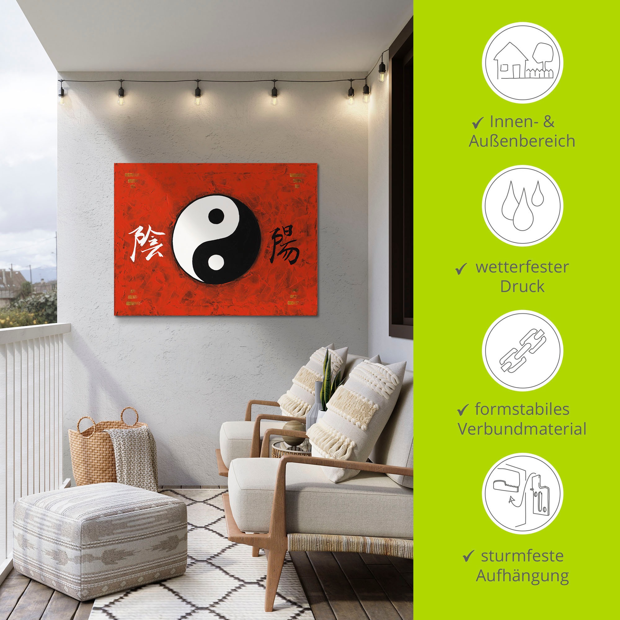 Artland Wandbild »Yin & Yang«, Zeichen, (1 St.), als Alubild, Outdoorbild, Poster in verschied. Größen