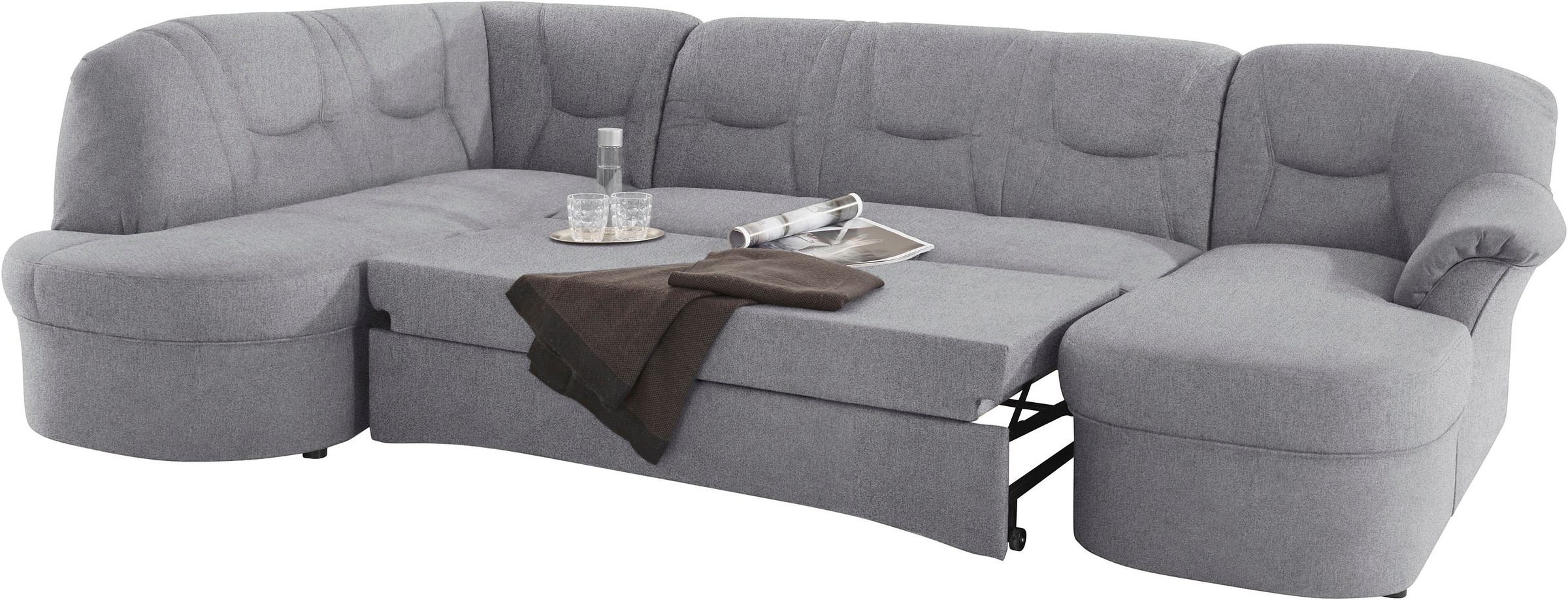 DOMO collection Wohnlandschaft »Sarafina, zeitlos und komfortabel, optional mit Federkern, U-Form«, wahlweise mit Bettfunktion