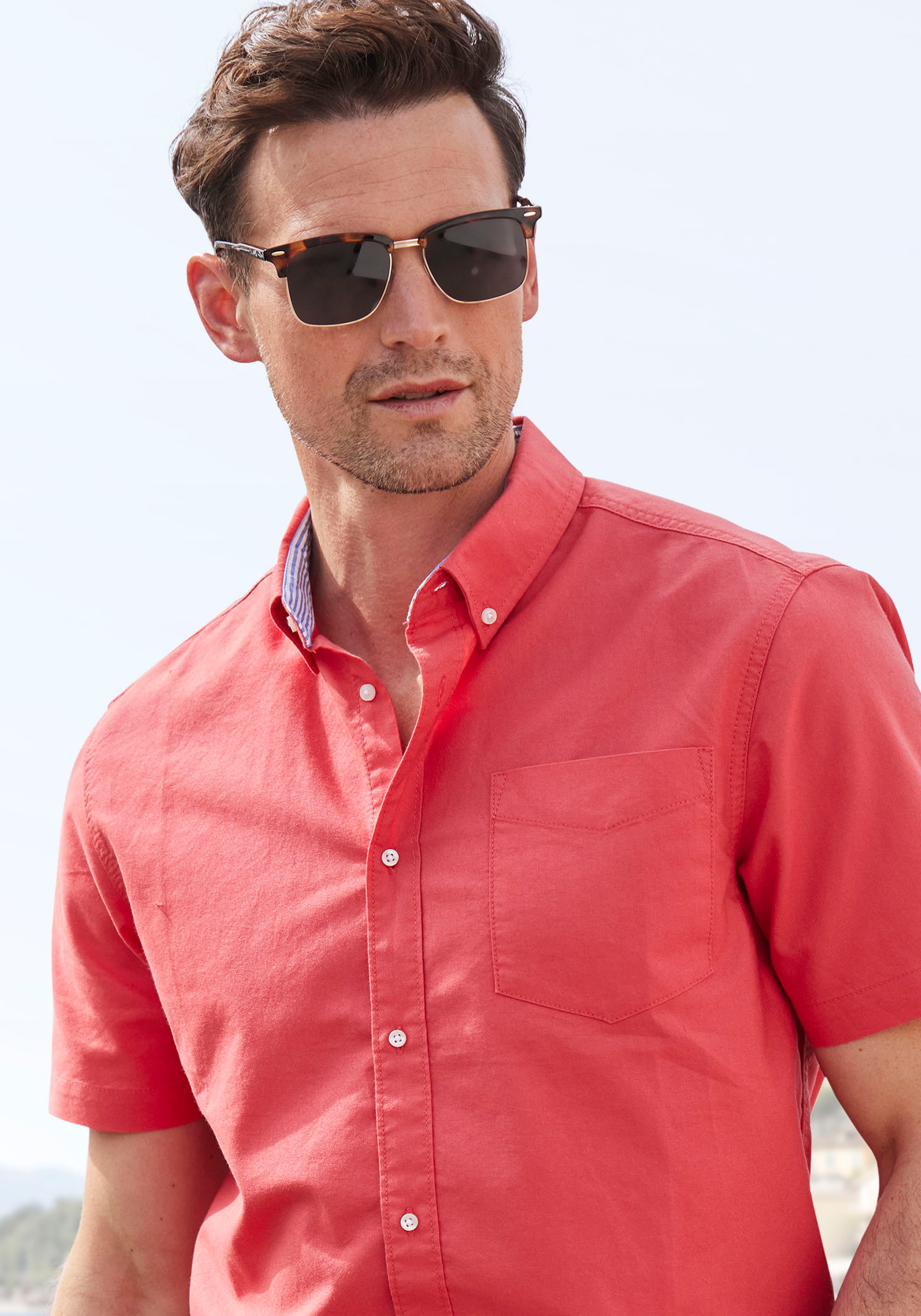 H.I.S Kurzarmhemd »regular-fit«, mit Button-down-Kragen, reine Baumwolle
