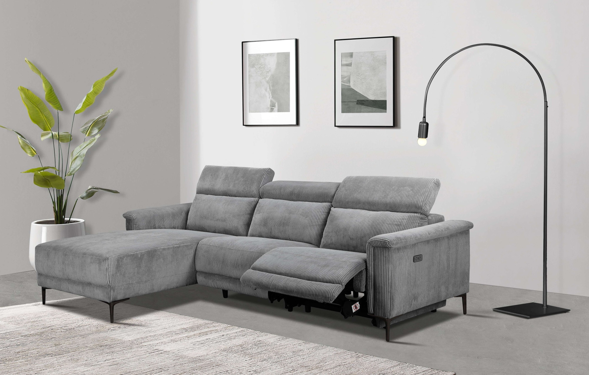 Places of Style Ecksofa "Lund in Cord, L-Form, 261 cm, mit manueller", o. e günstig online kaufen