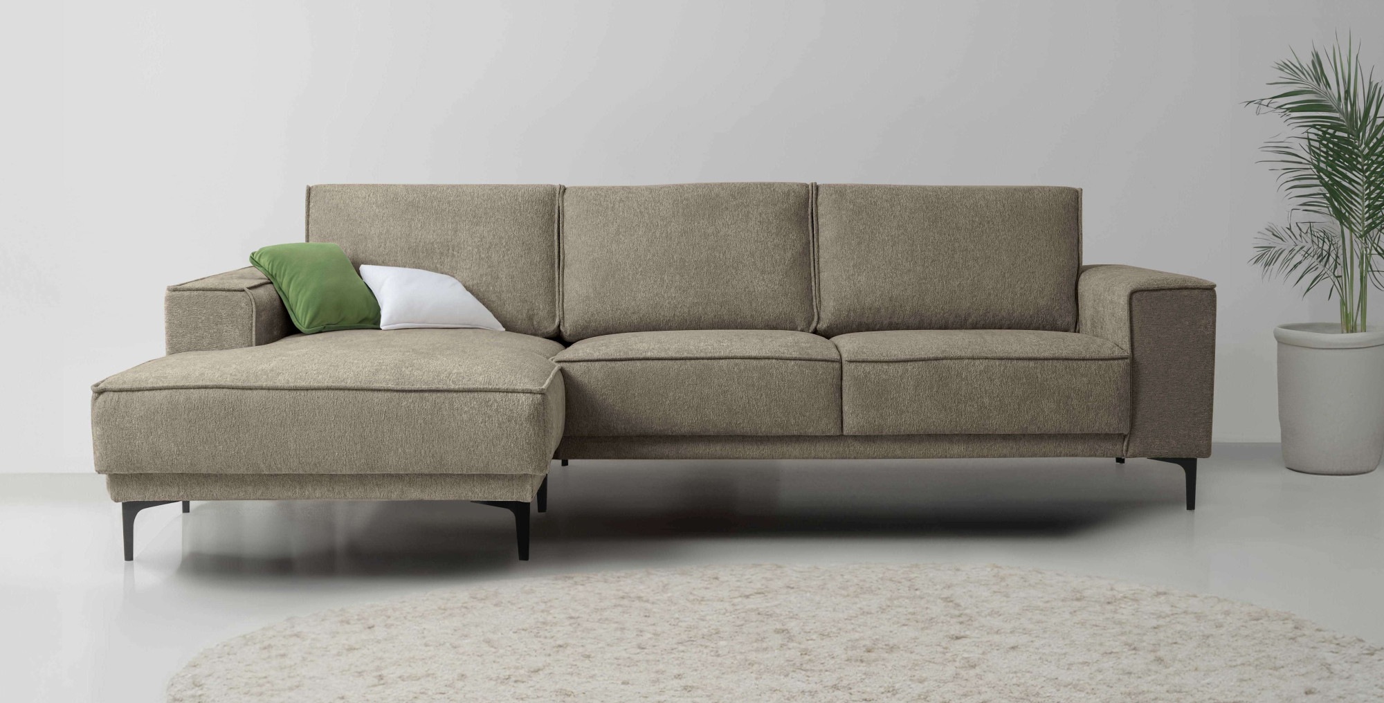 Places of Style Ecksofa »Polsterecke Oland, Struktur, Flachgewebe, Luxus-Mi günstig online kaufen